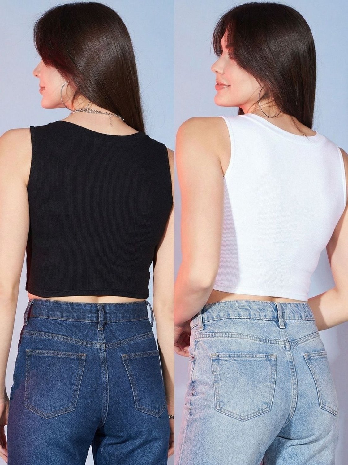 Image of WALLICO Casual Self Design Women Black, White Top