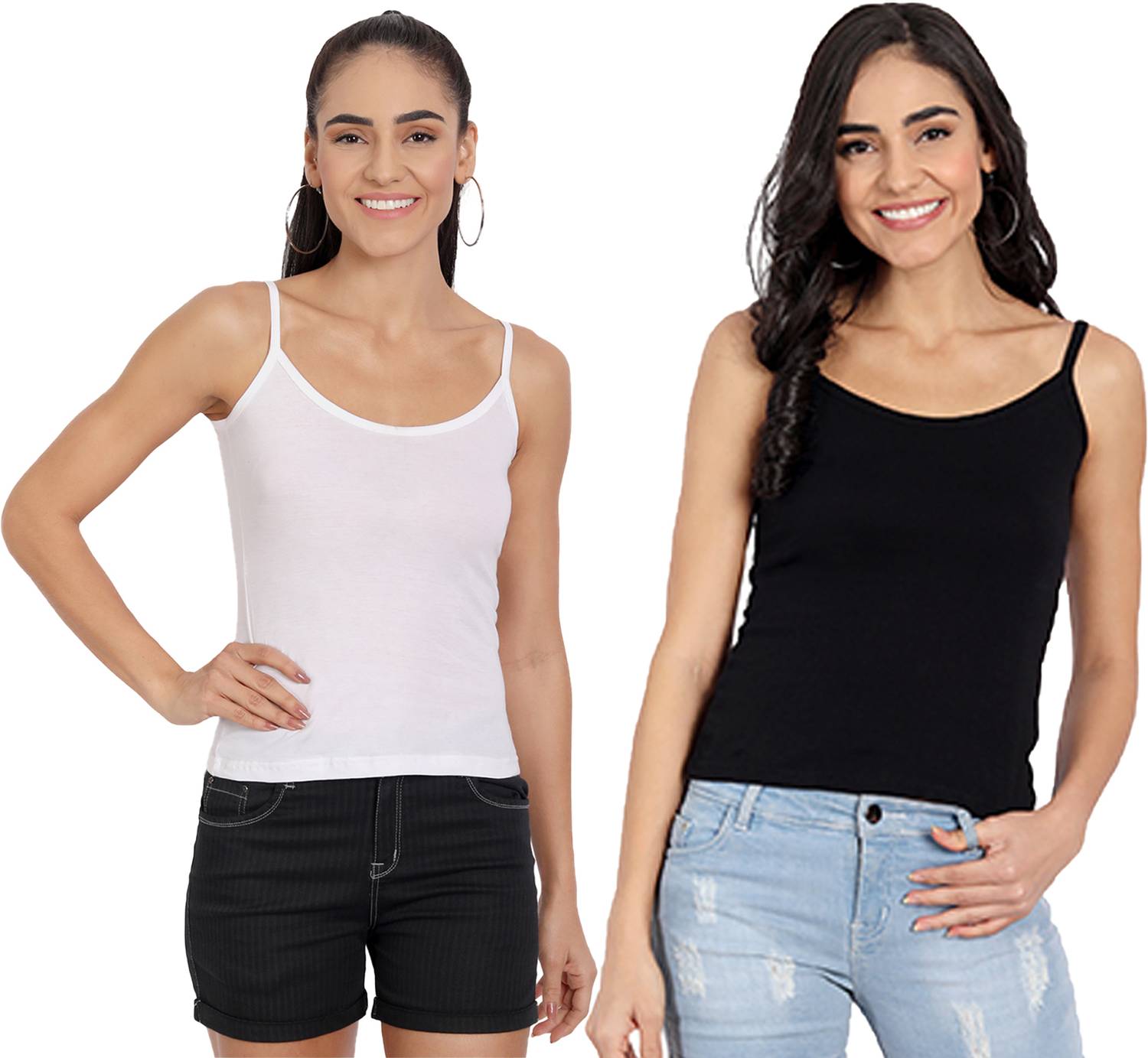 Blazon Casual Solid Women Black, White Top