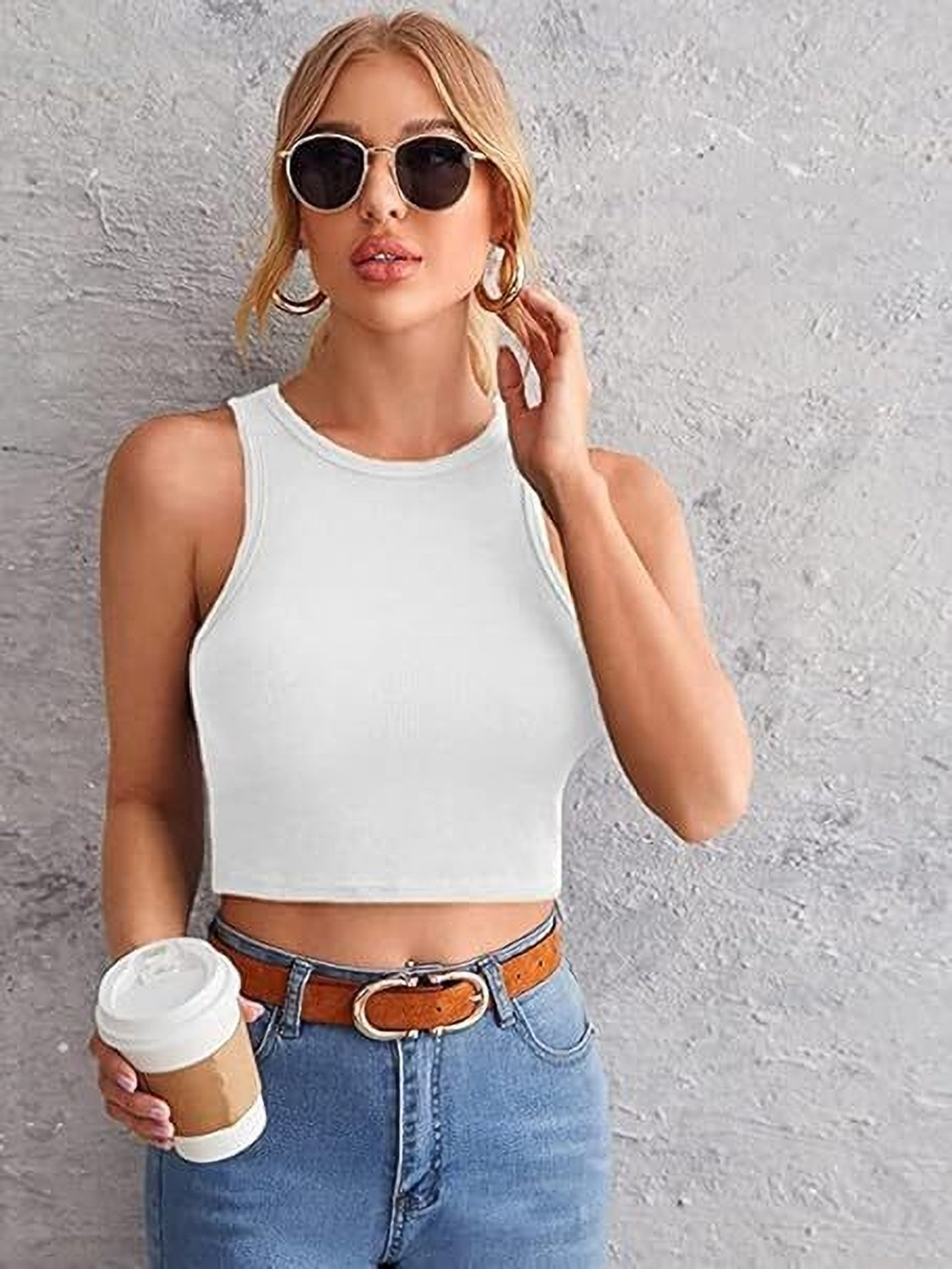 Image of METRONAUT Casual Solid Women Brown, Black, White Top