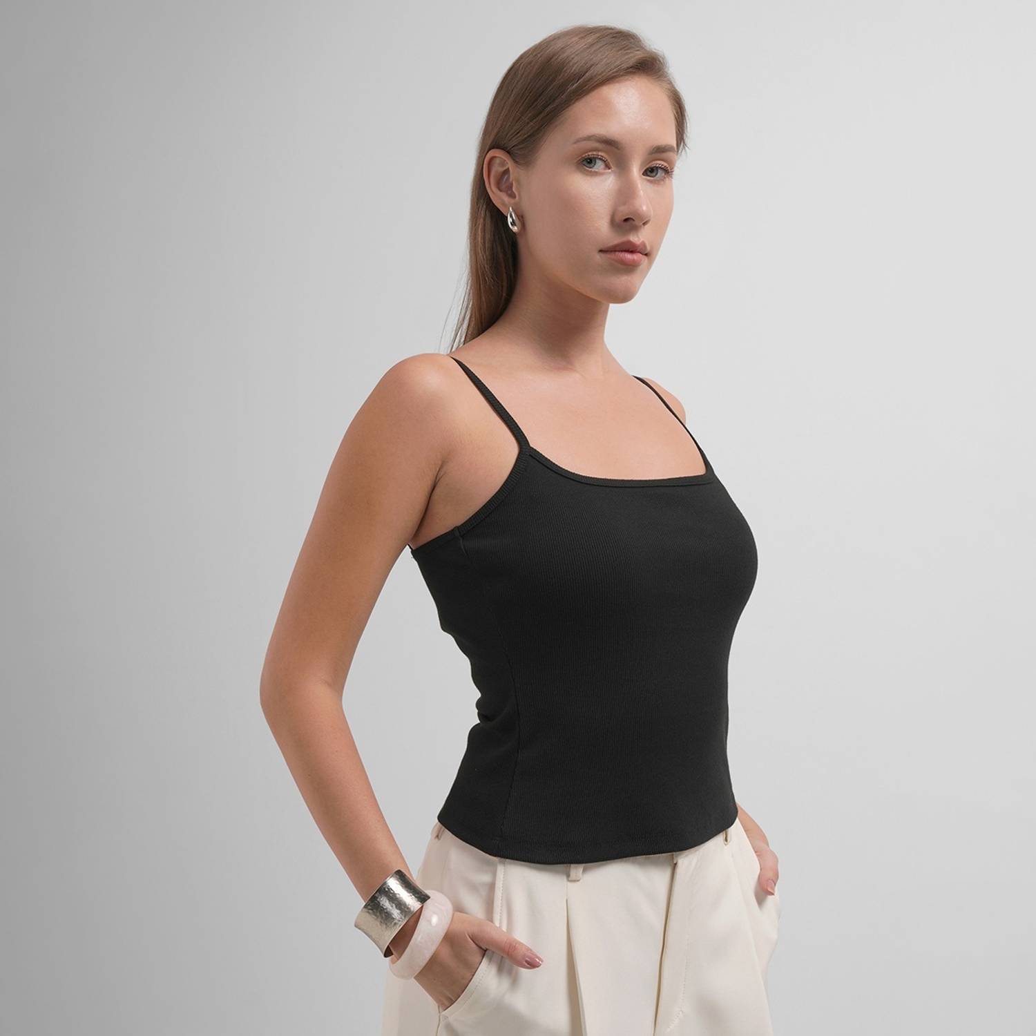 Tokyo Talkies Casual Sleeveless Solid Women Black Top