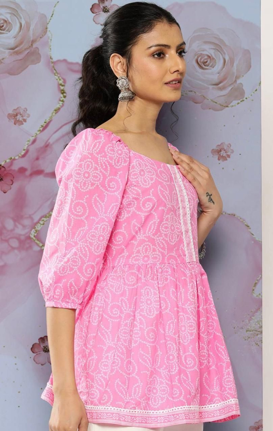 Image of PARI A1 Party Printed Women Pink Top