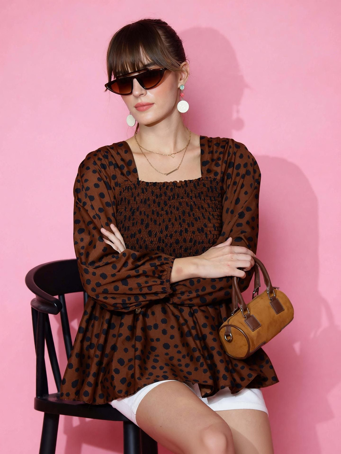 Image of Honky Tonky Casual Printed Women Maroon Top