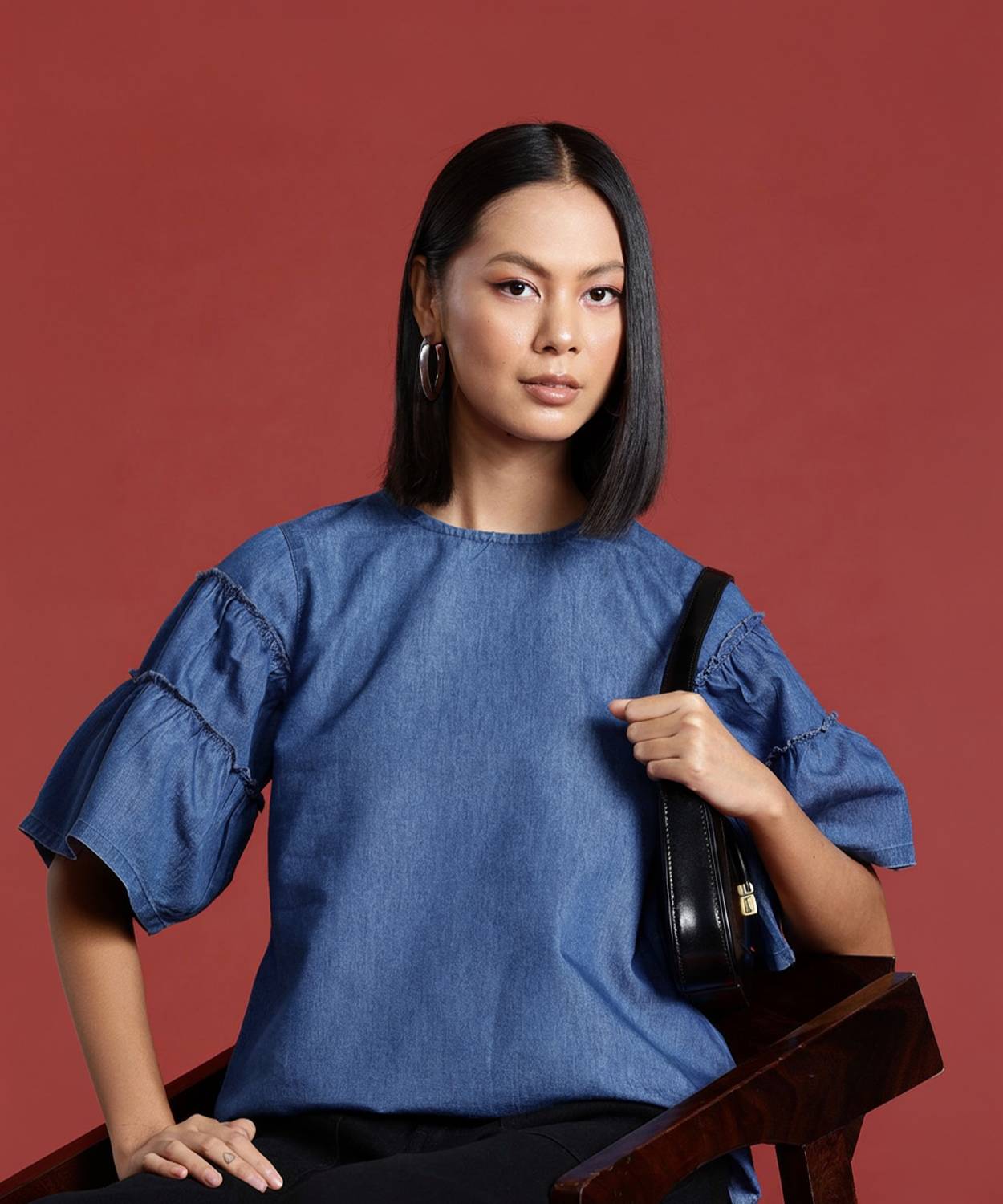 all about you Casual Solid Women Blue Top