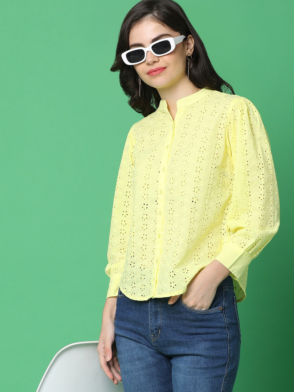 Image of V-MART Casual Solid Women Yellow Top