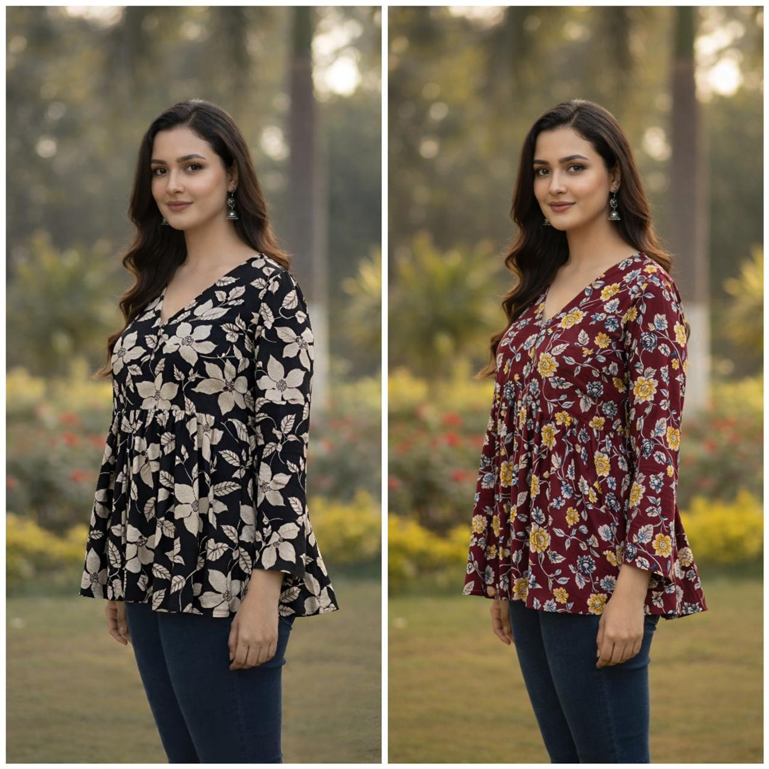 Image of GROVEBERRY Women Floral Print Tunic Kurta