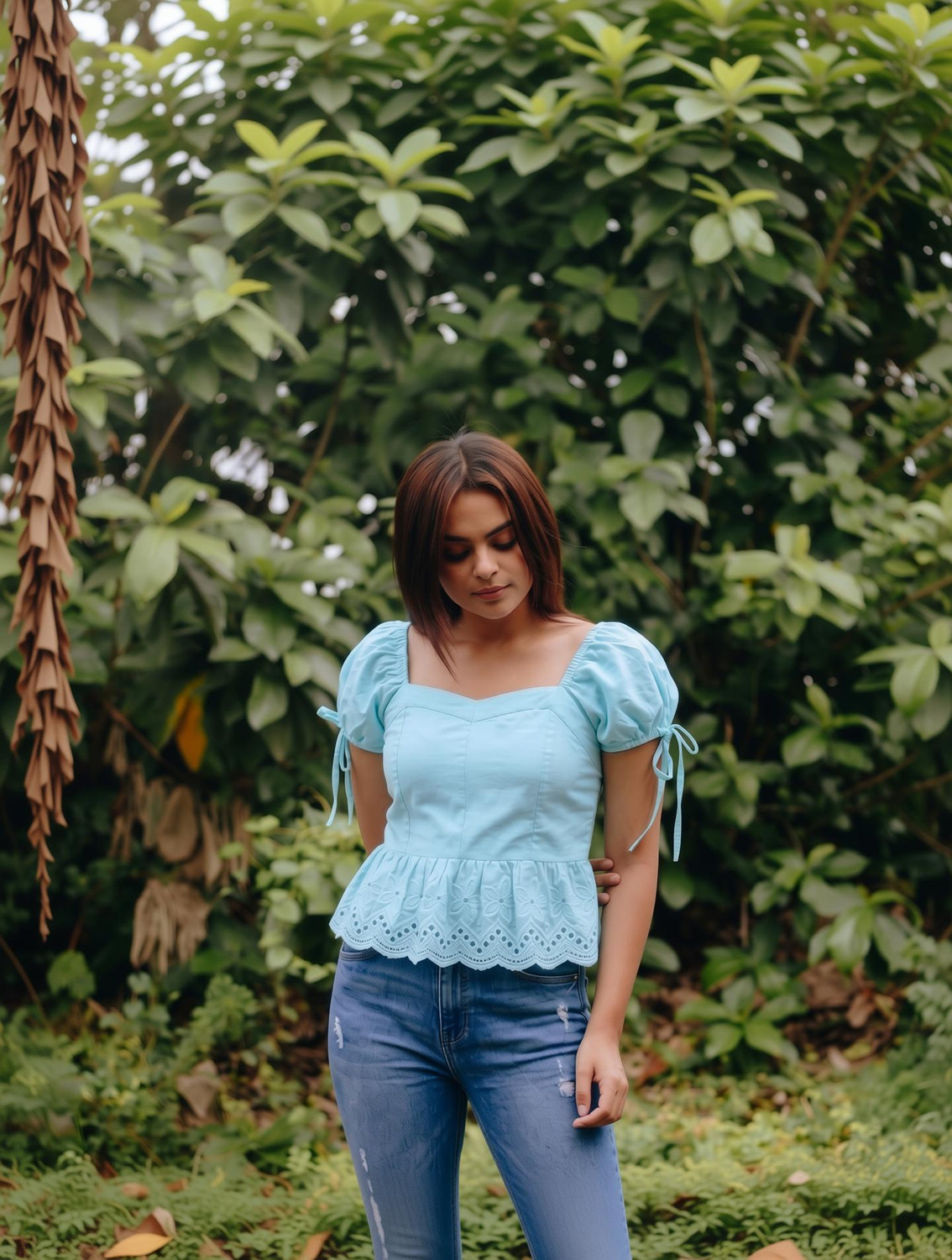 Sahajanand etp Casual Solid Women Light Blue Top