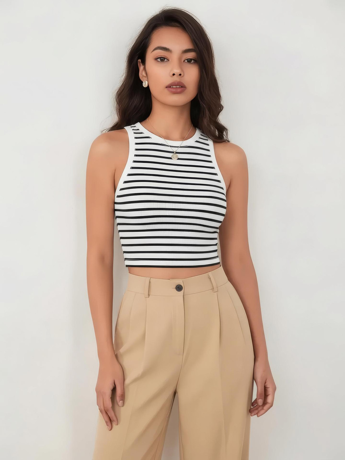 Image of CotiQ Casual Solid Women Black, White Top