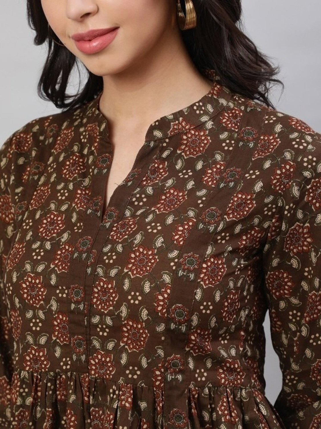 Image of Vastravali Casual Printed Women Brown Top