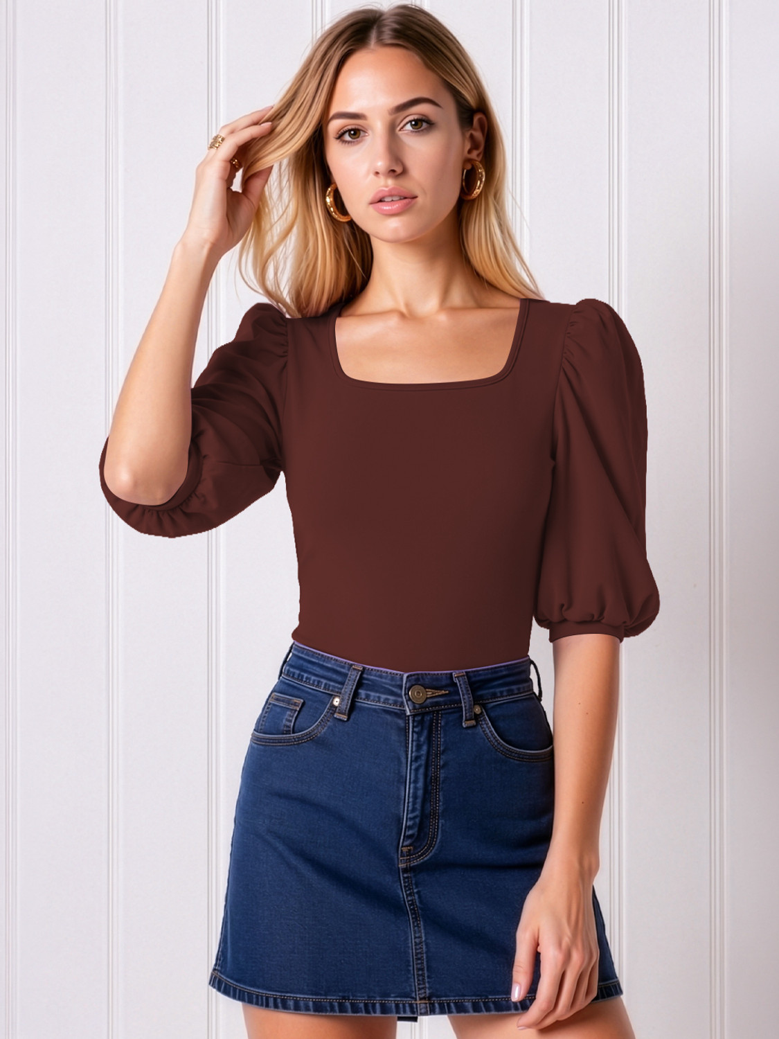 Image of Kashonaa Casual Solid Women Brown Top