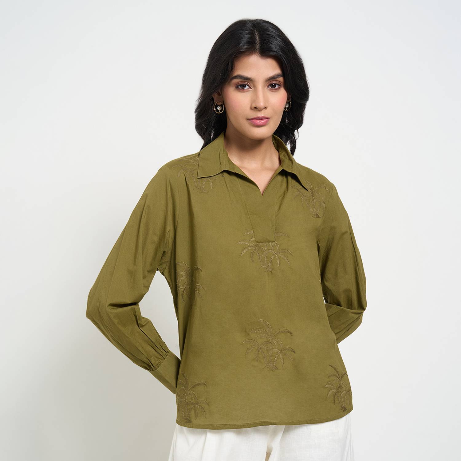 Akkriti by Pantaloons Casual Embroidered Women Green Top