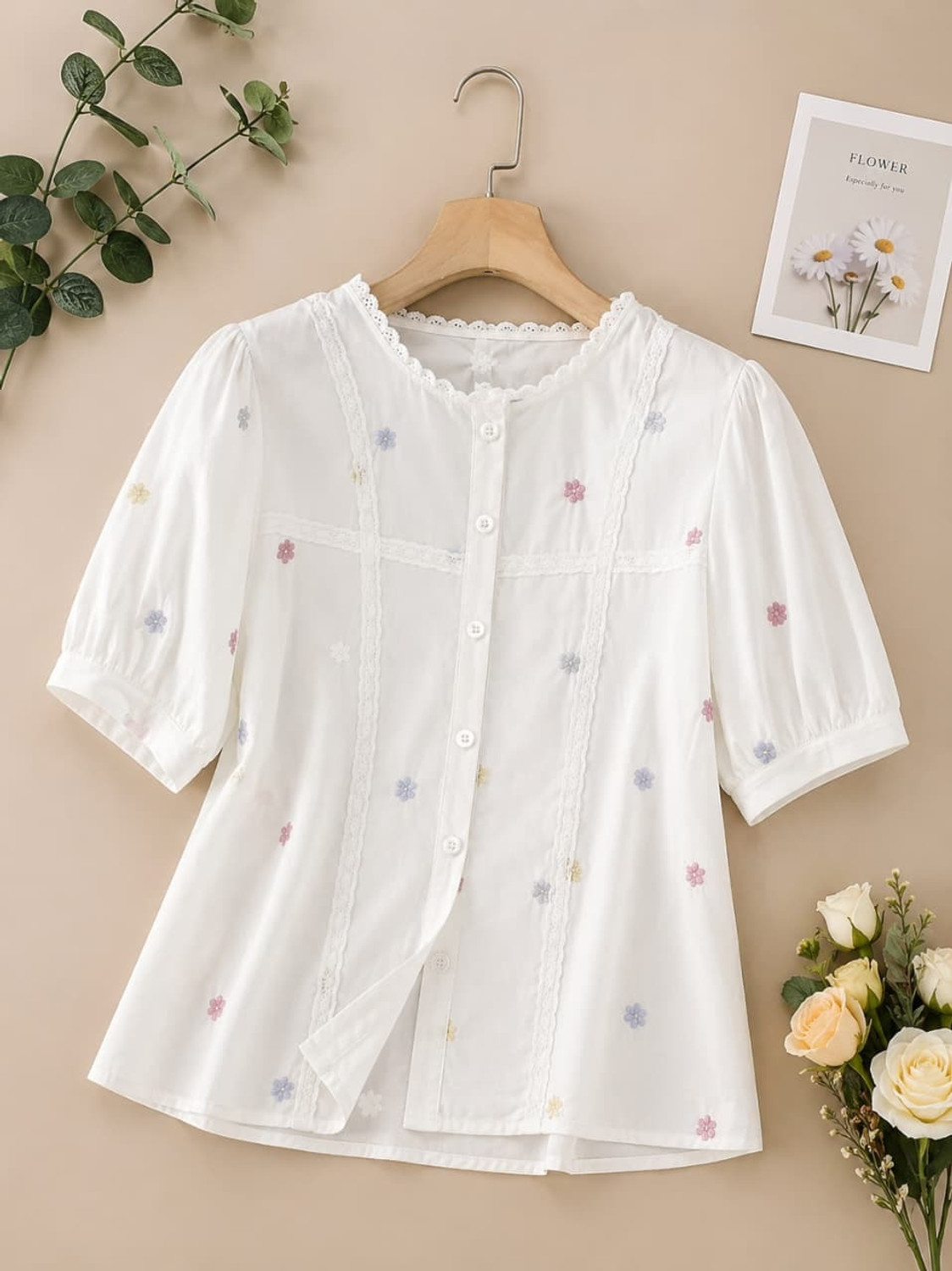 PEMIK Casual Embroidered, Printed Women White Top