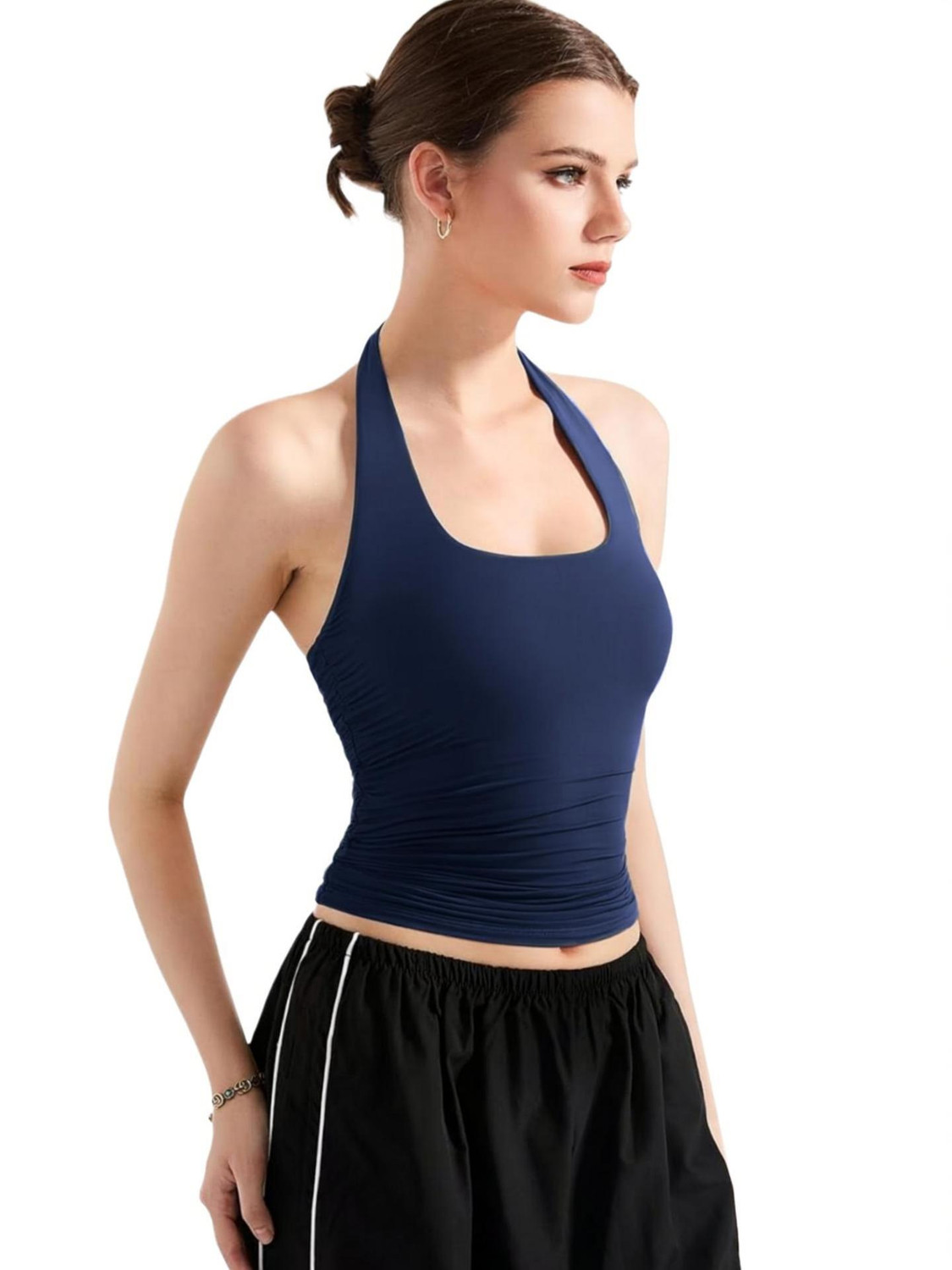 Image of SIGHTBOMB Casual Solid Women Dark Blue Top