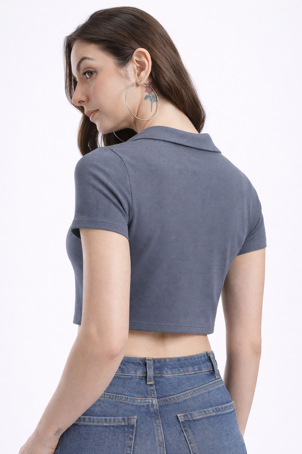 Image of SZN Casual Solid Women Grey Top