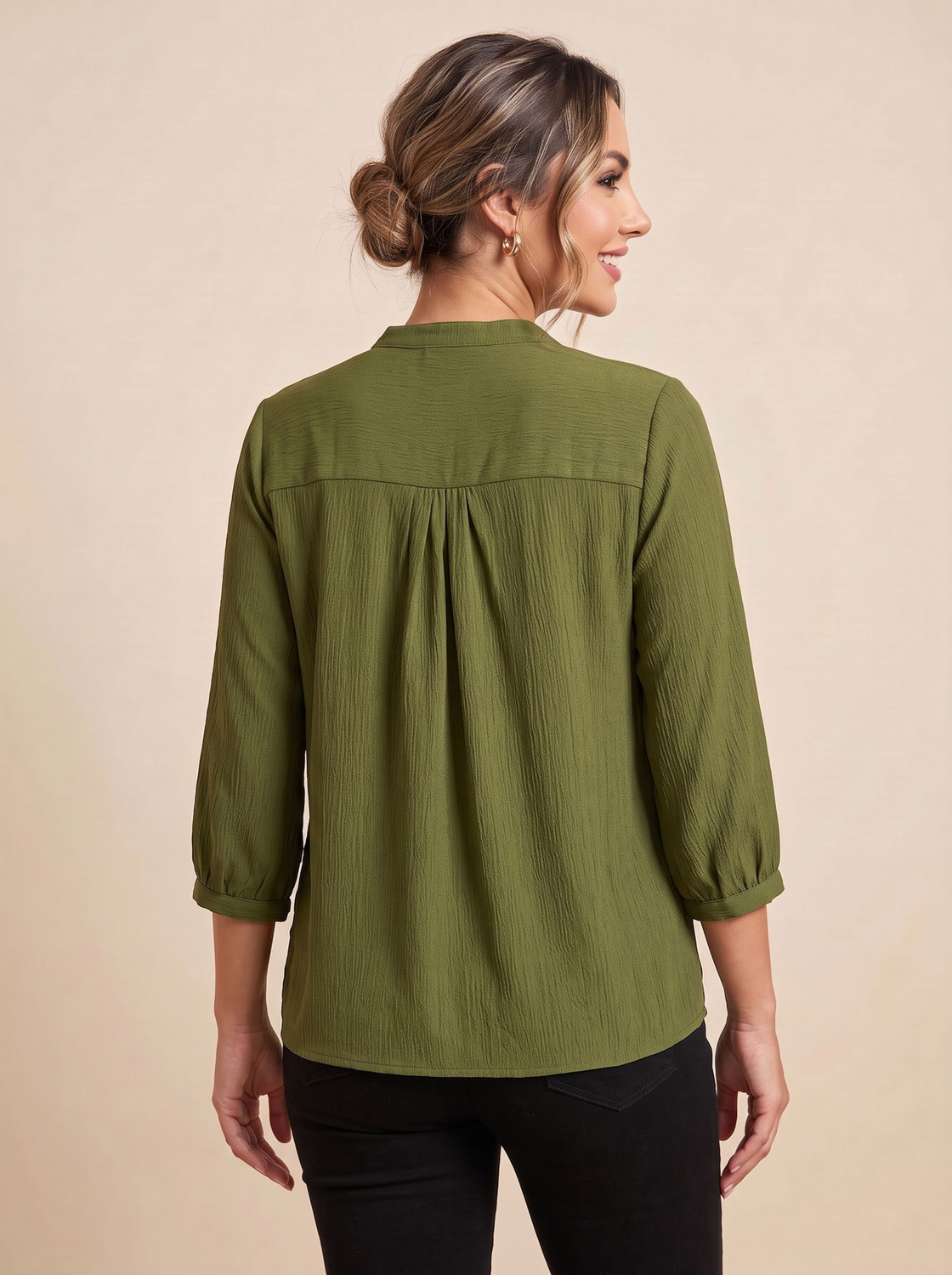 Image of Lecowar Casual Regular Sleeves Self Design Women Green Top