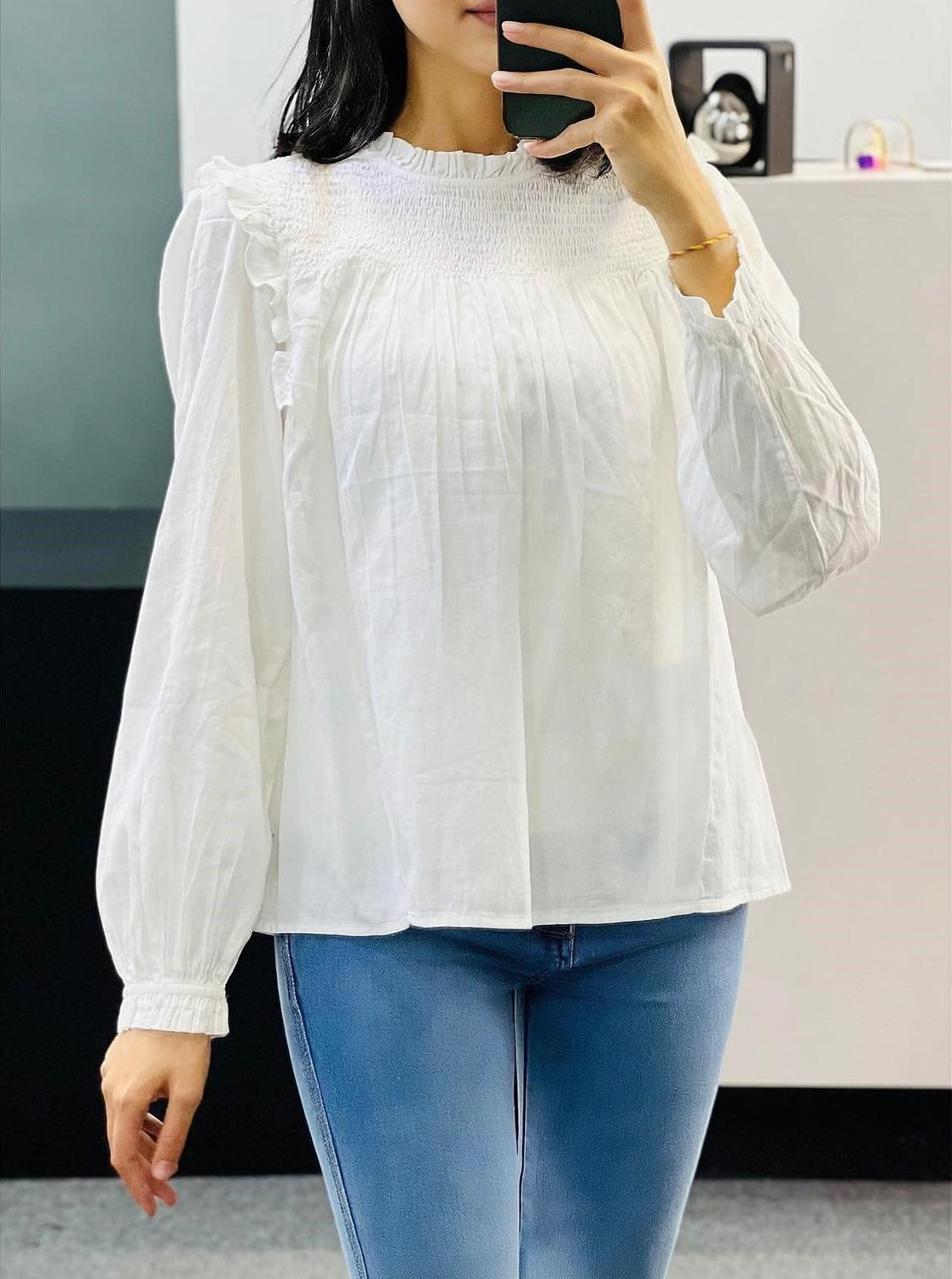 Image of Sahajanand etp Casual Self Design Women White Top