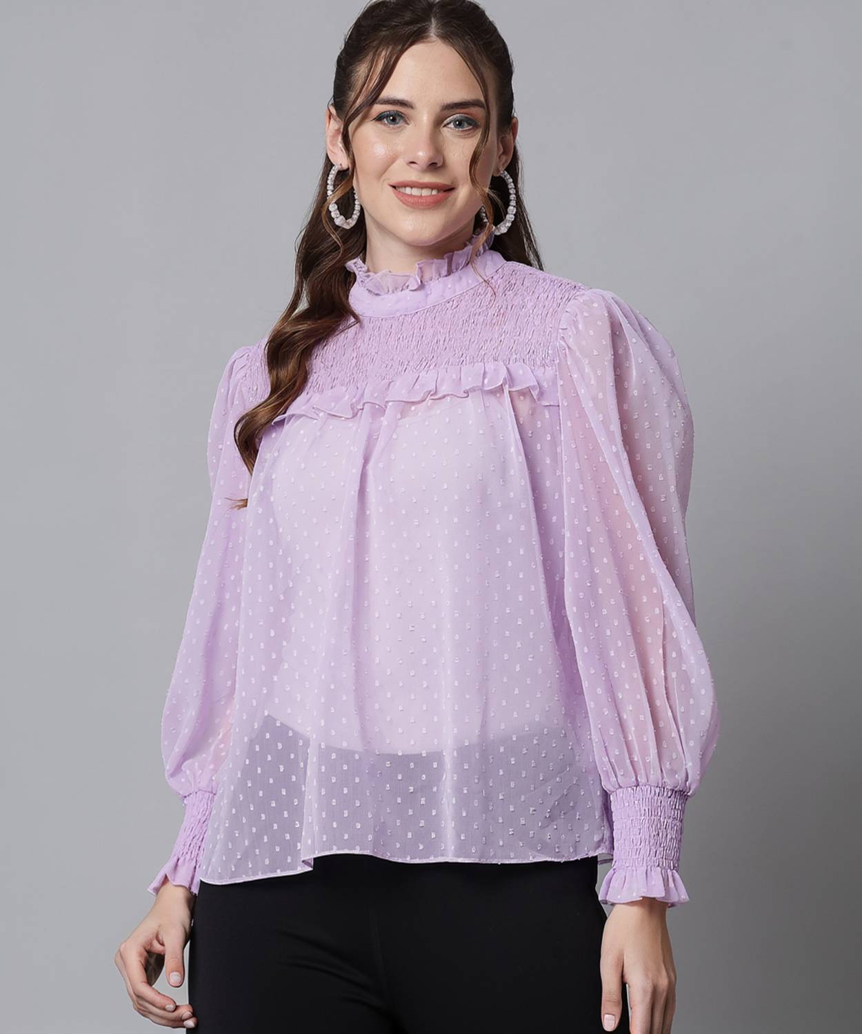 BEATNIK Casual Self Design Women Purple Top