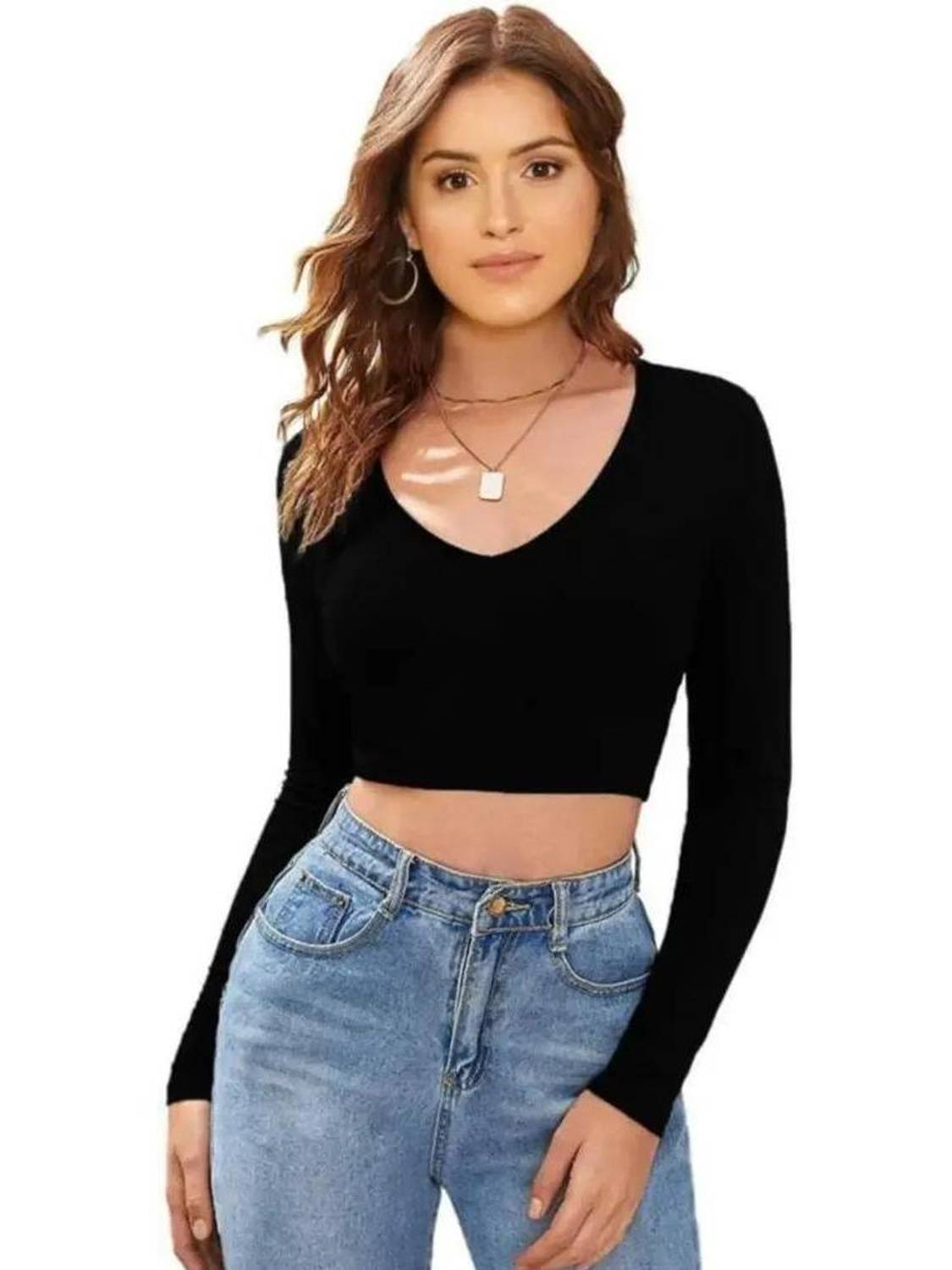 Absorbing Casual Solid Women Black Top