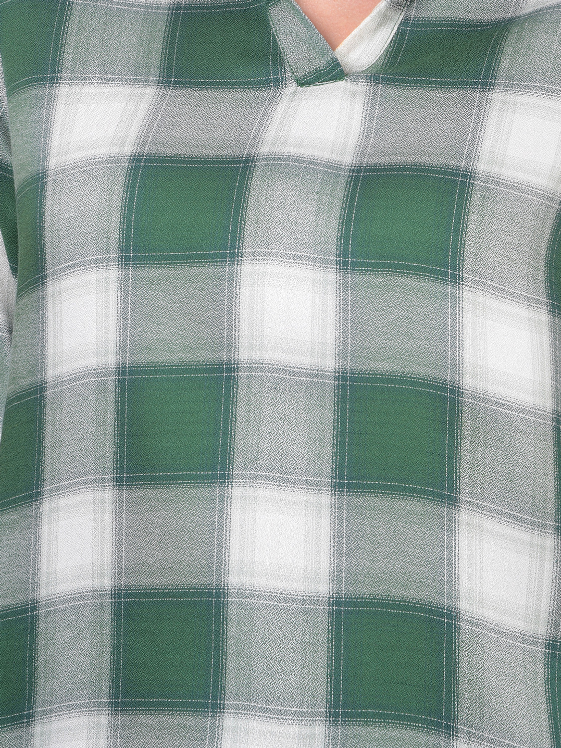 Image of CRIMSOUNE CLUB Casual Checkered Women Green Top