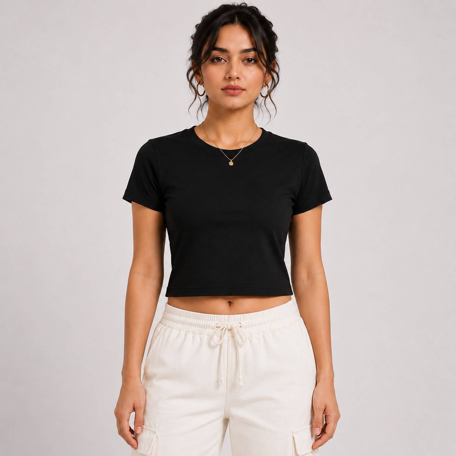 Greyscale Casual Regular Sleeves Solid Women Black Top