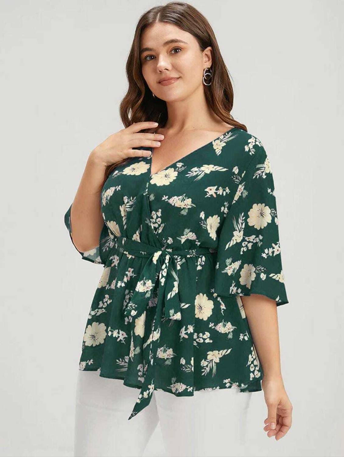 LADY ZOOM Casual Floral Print, Printed Women Green Top