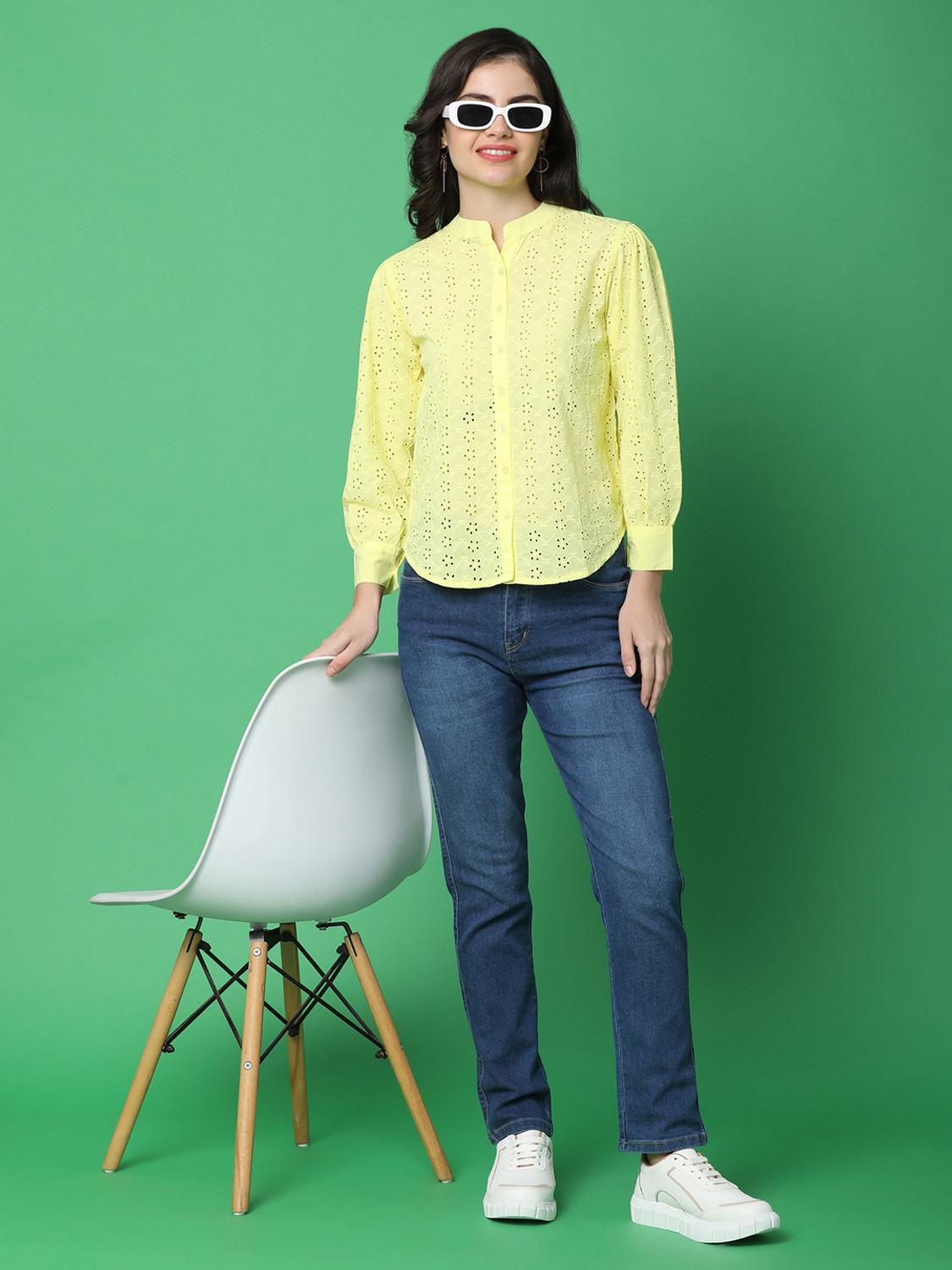 Image of V-MART Casual Solid Women Yellow Top