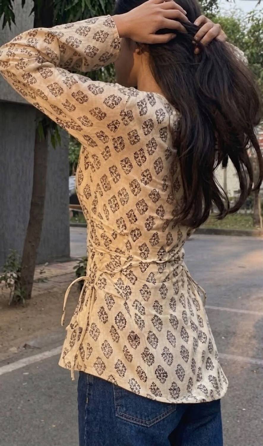 WEWOMA Casual Printed Beige Top - Image 2