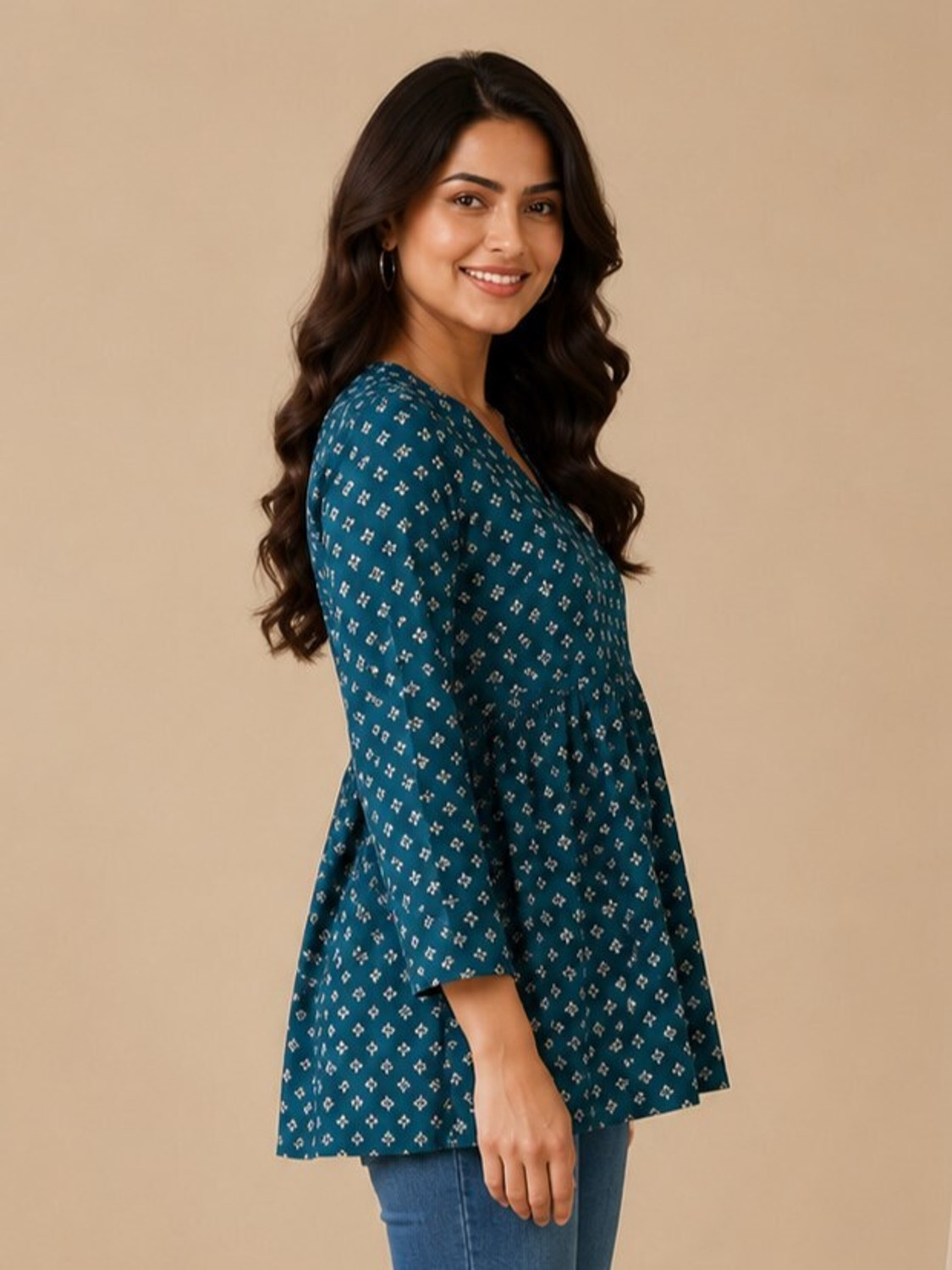 Image of GOKUL TRENDZ Casual Printed Women Dark Green Top