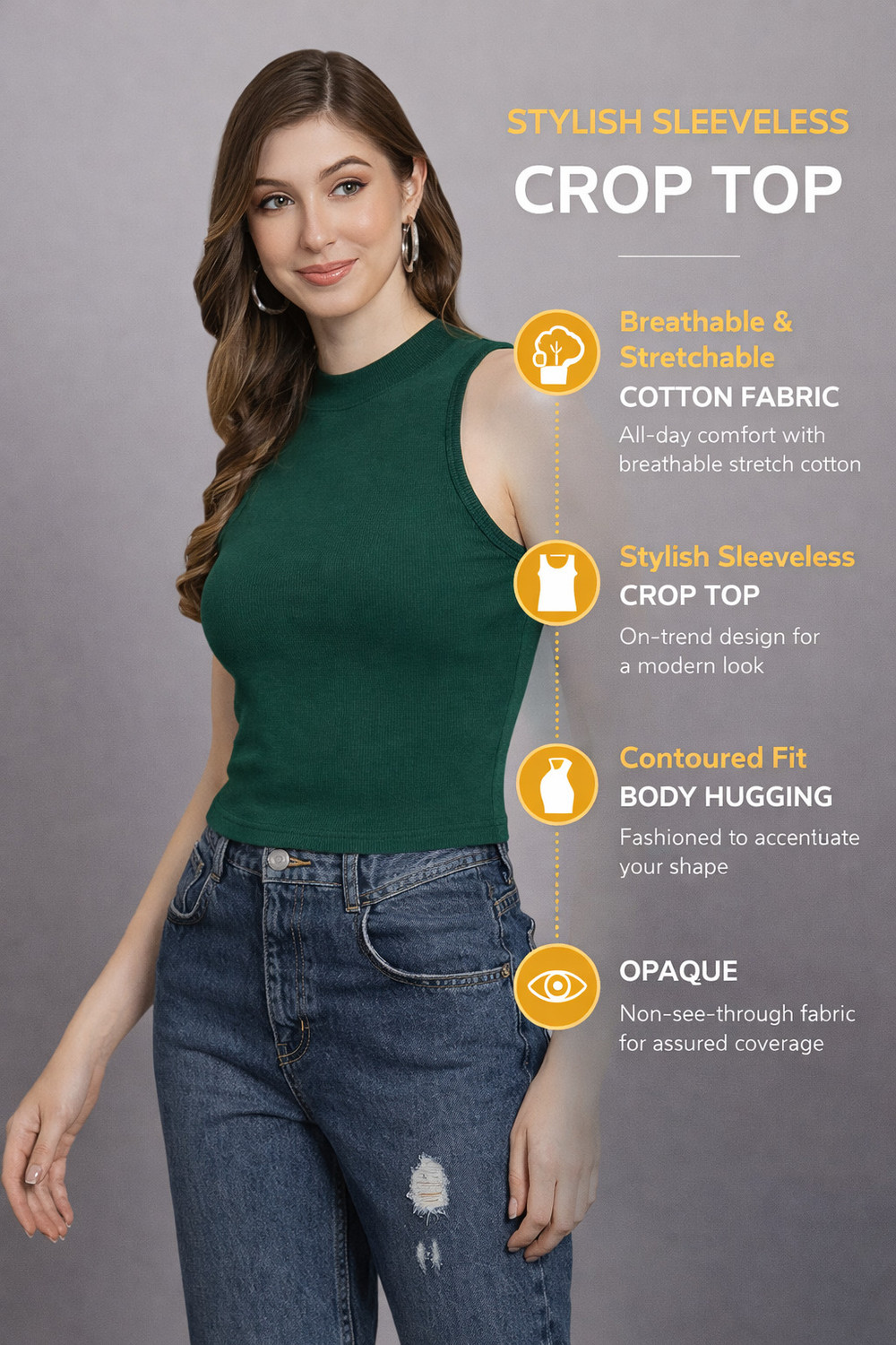Image of FUNDAY FASHION Casual Solid Women Dark Green Top