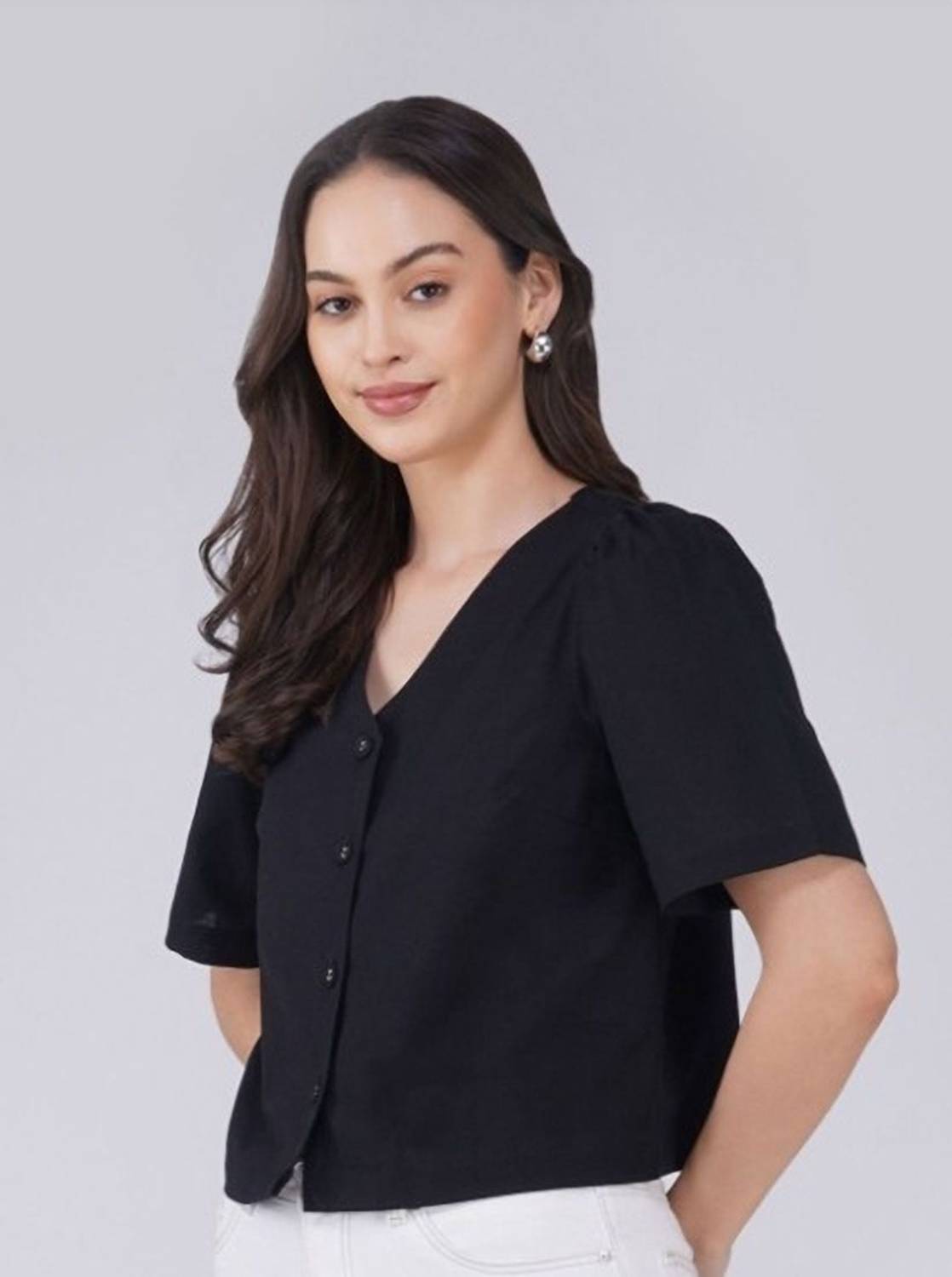 AVOR LIFESTYLE Casual Solid Women Black Top