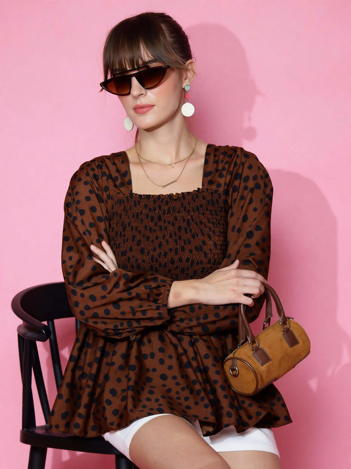 Image of Honky Tonky Casual Printed Women Maroon Top