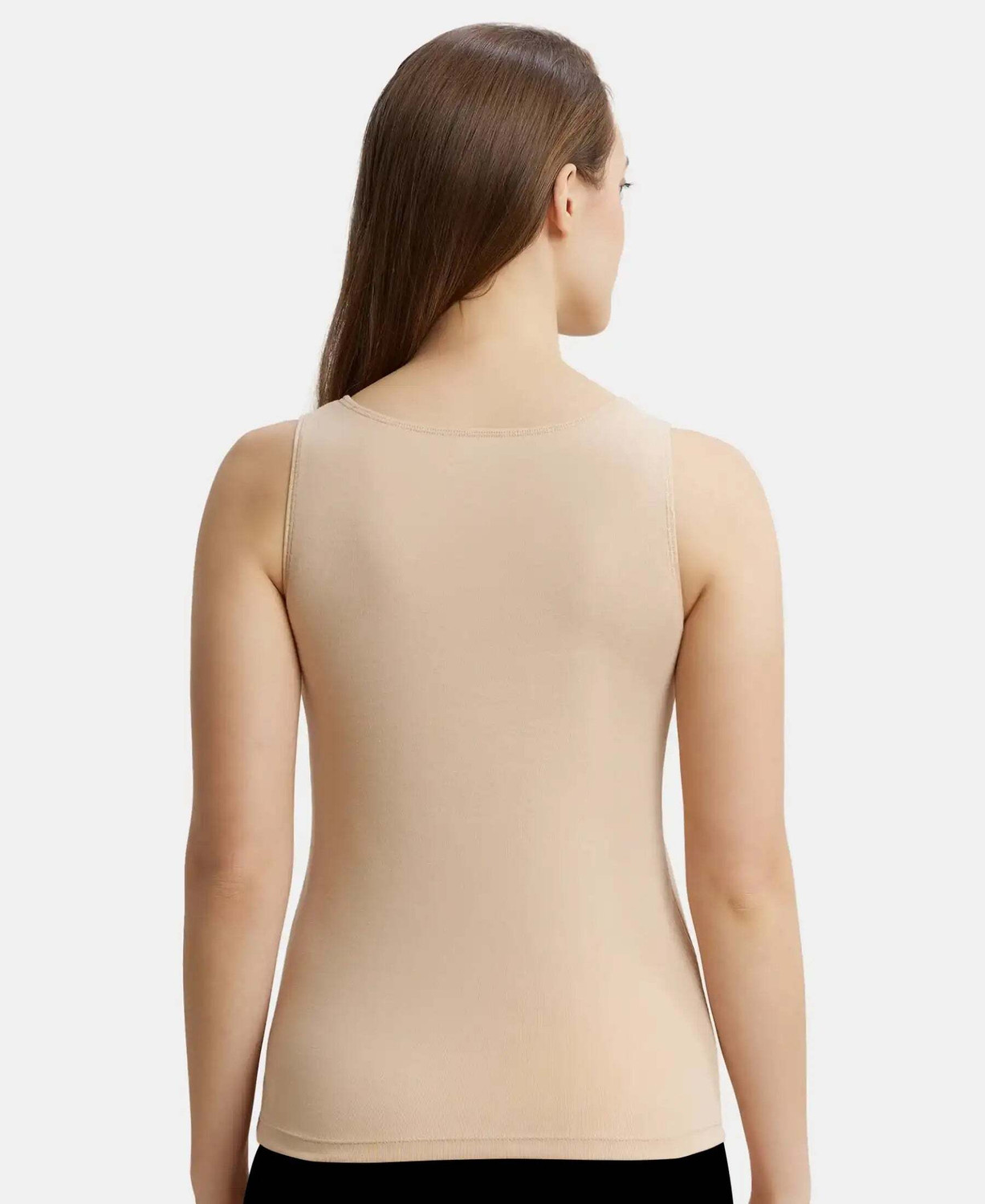 Image of JOCKEY Casual Sleeveless Solid Women Beige Top