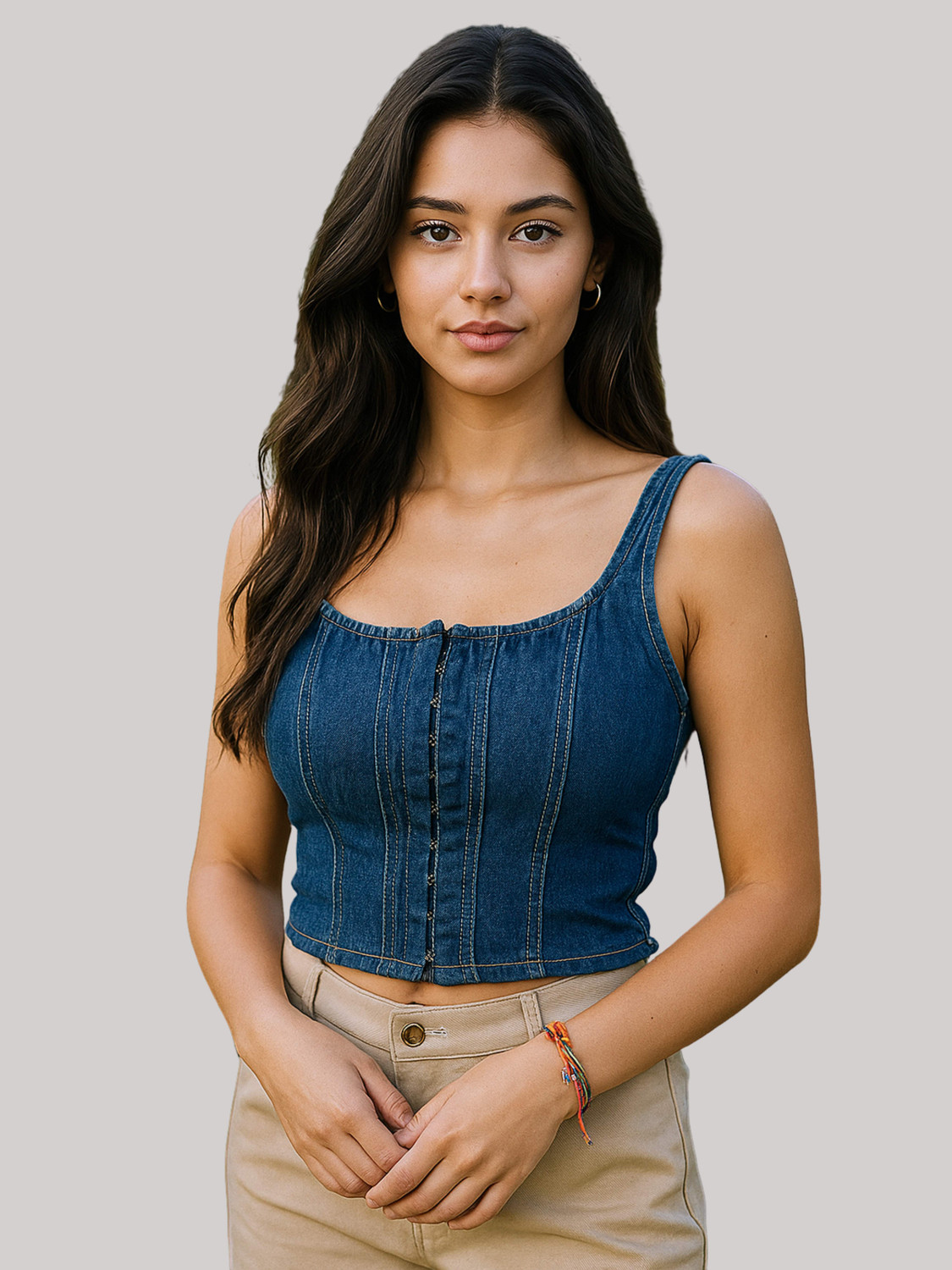 Image of NUEVOSDAMAS Casual Solid Women Light Blue Top