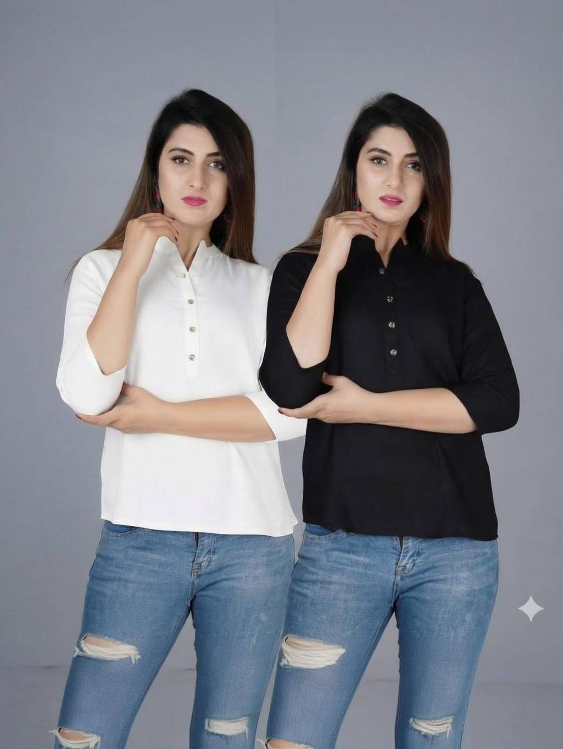 4K FASHION Casual Solid Women White, Black Top