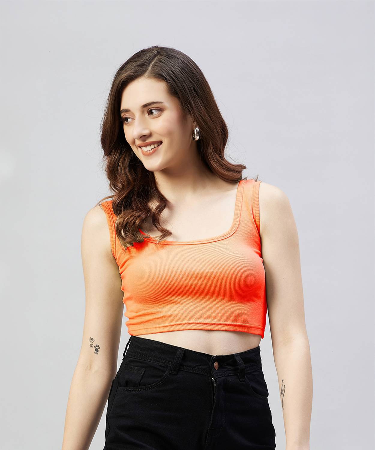 BLINKIN Casual Solid Women Orange Top