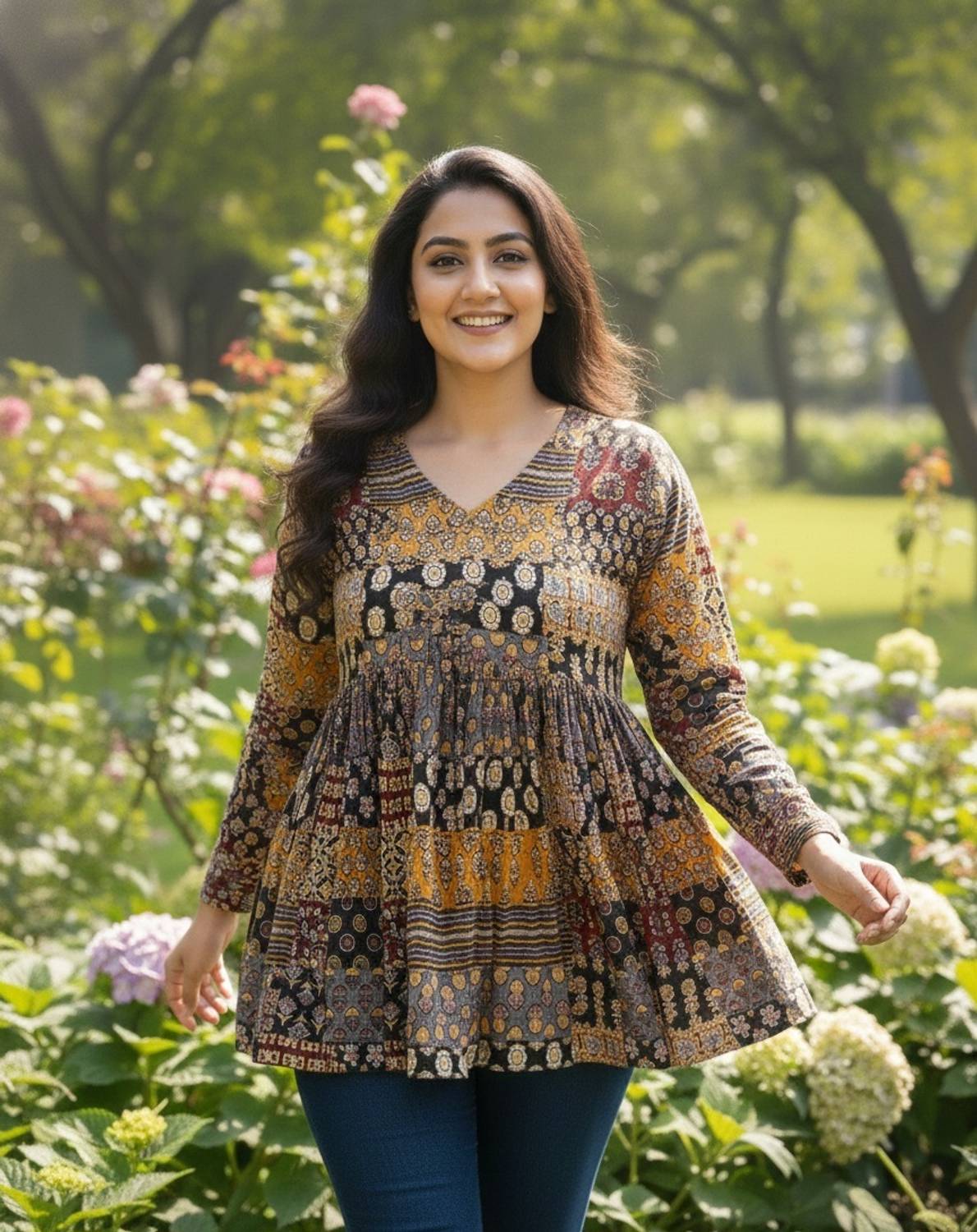 BLEVY Casual Printed Women Multicolor Top