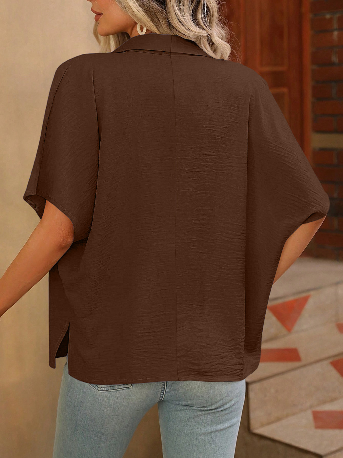 Image of Leriya Fashion Women Solid Casual Brown Shirt