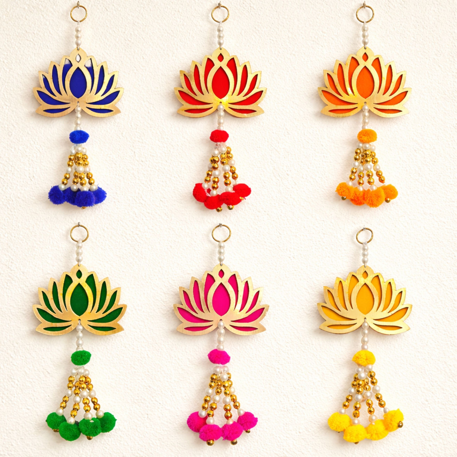 Image of Sazavat store Set of 6 Piece Multi Lotus Guchha Set for Backdrop and Decoration (9Inches) Toran
