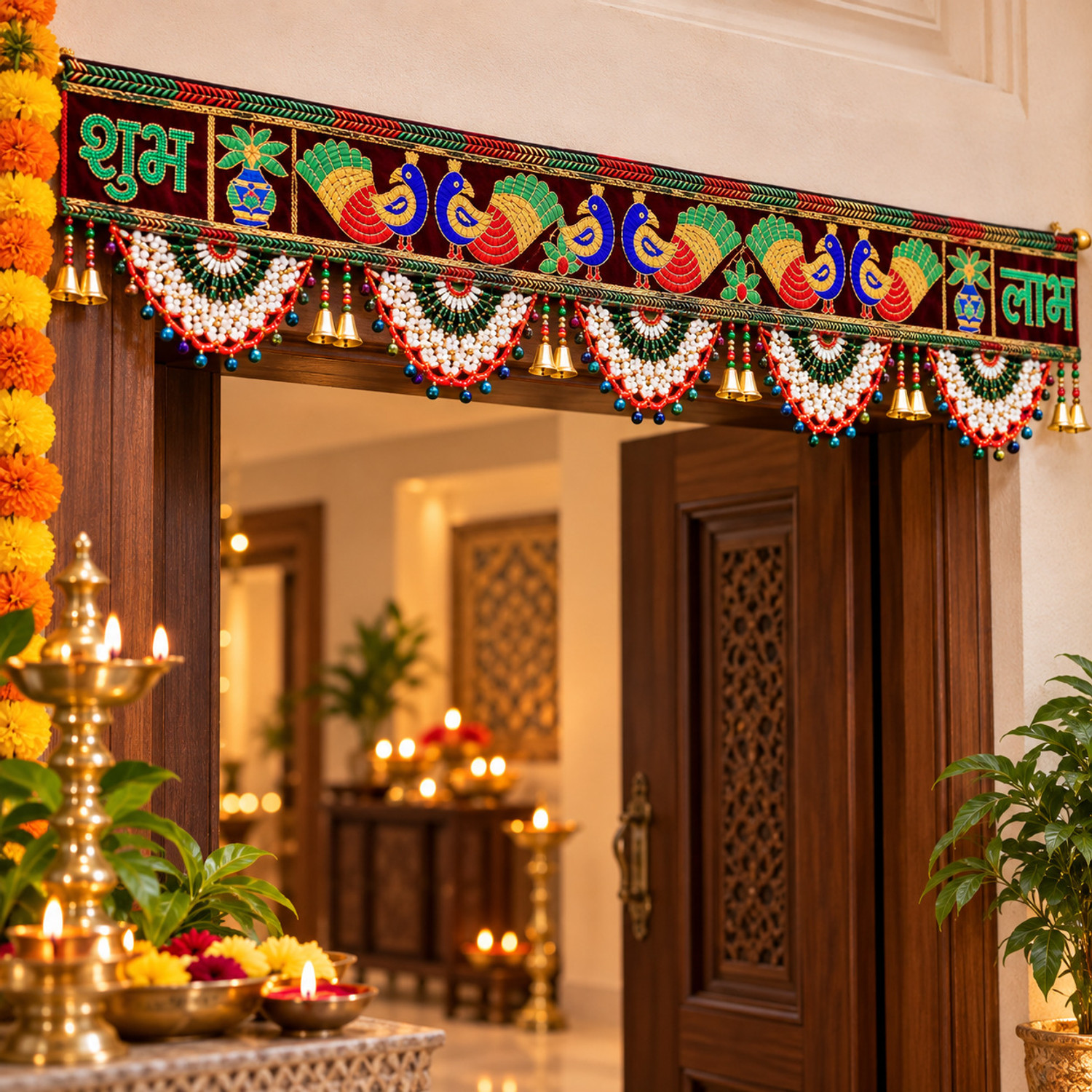 Image of BDRMKH toran for door Shubh Labh Peacock Decorative Door Toran for Home Toran