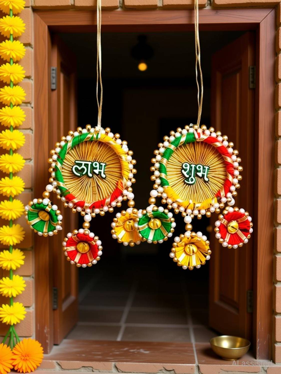 Banna Art Shubh Labh Door Hanging Set| Toran| Toran For Main Gate|pooja decoration items Toran