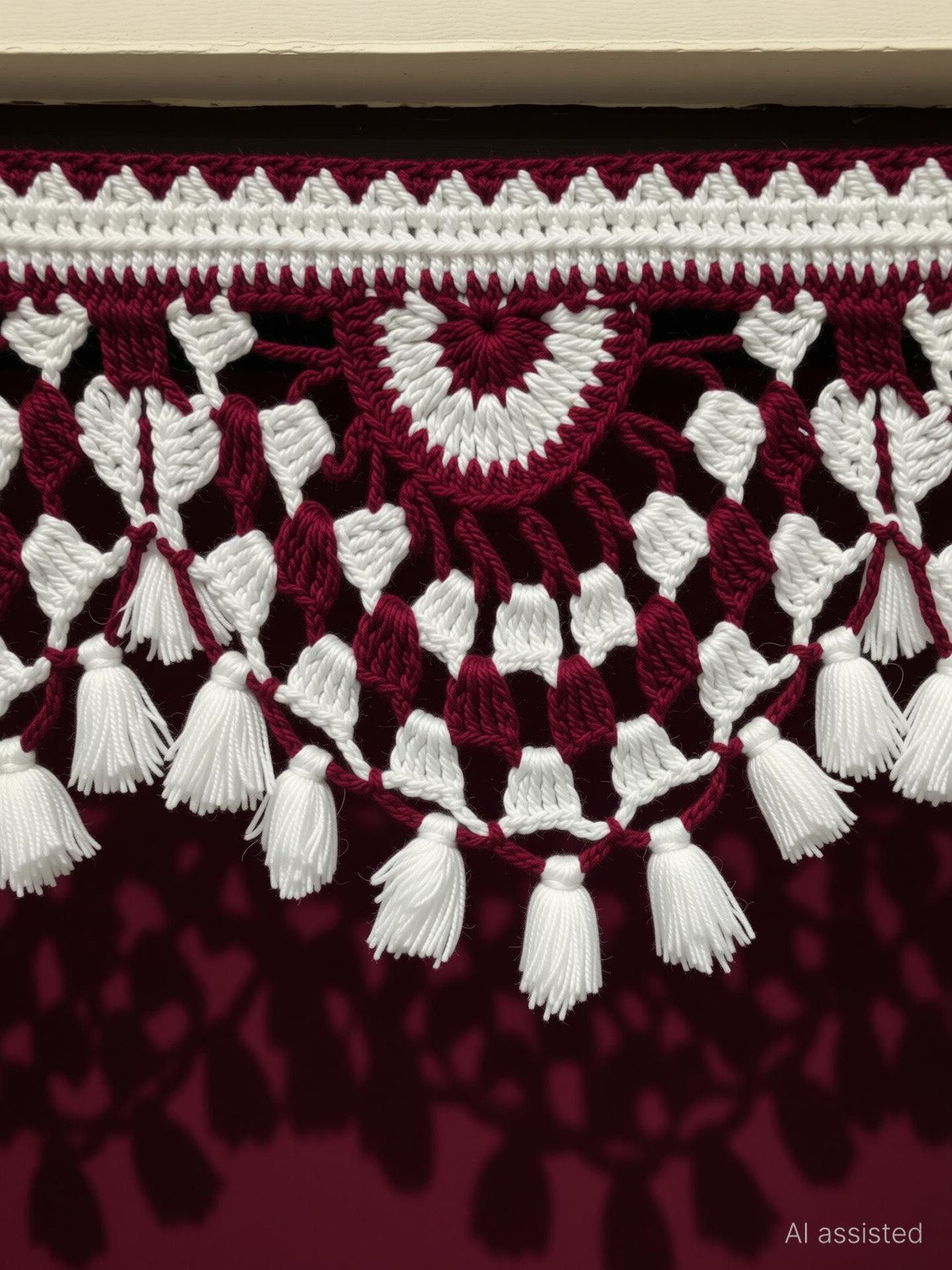 Image of VERSATILE DECORTION Traditional and Religious Maroon Colour Toran /Jhalar Made of Hand Toran