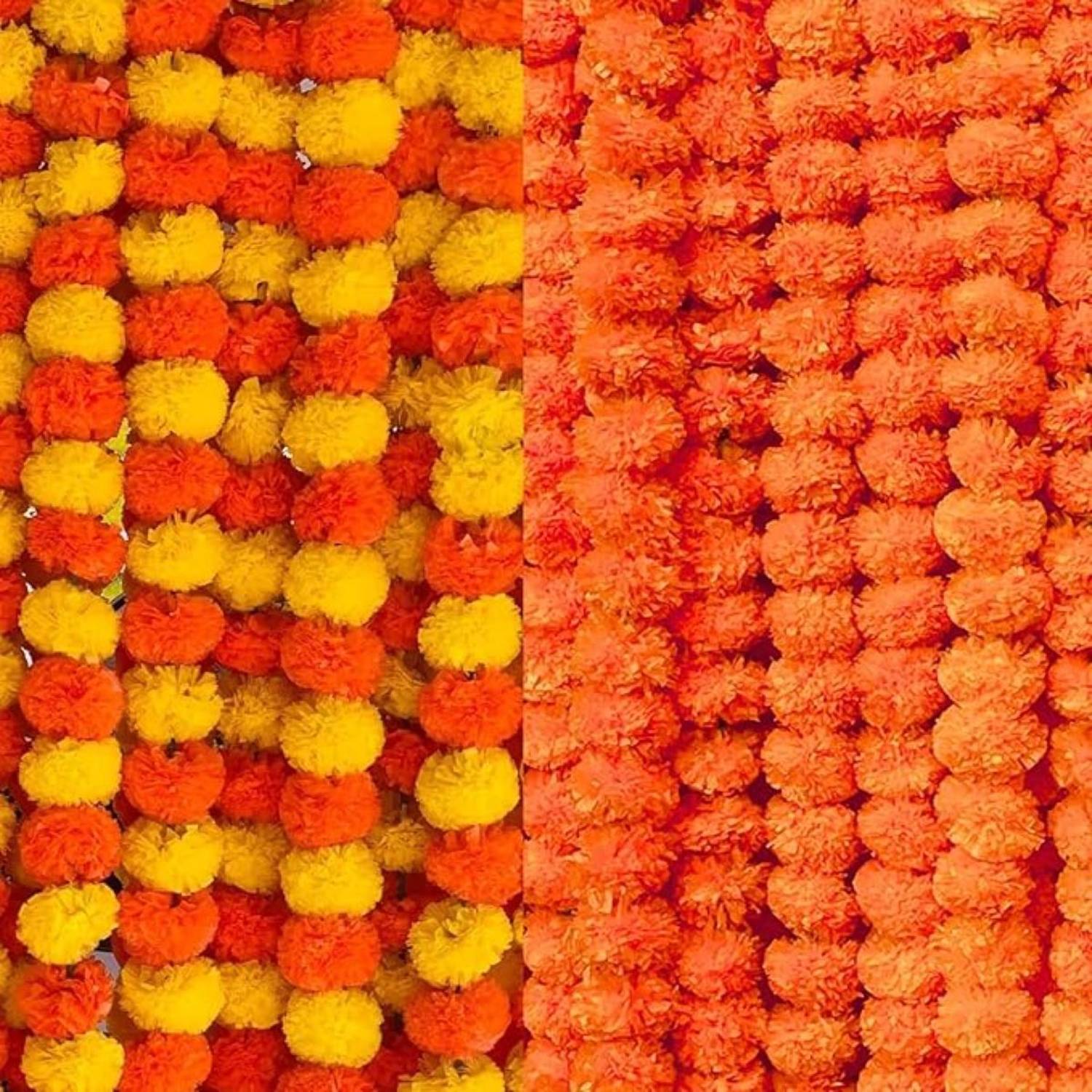Calado Orange Mix Artificial Marigold Garlands (Pack of 10) Toran