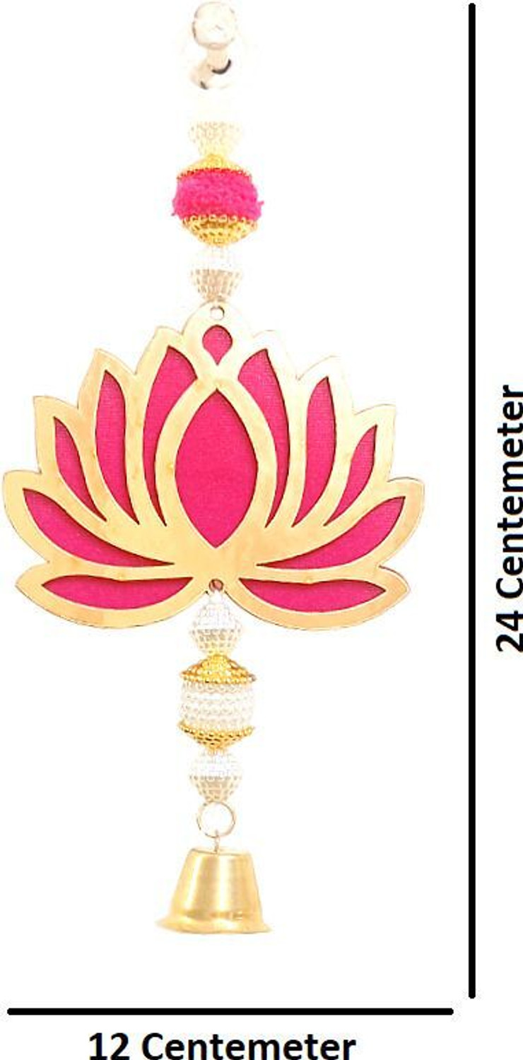Image of Sinu Craft Pack of 6 |Lotus Design Decorative Hanging| Festive & Home Decor | Golden & Pink Pack of 6