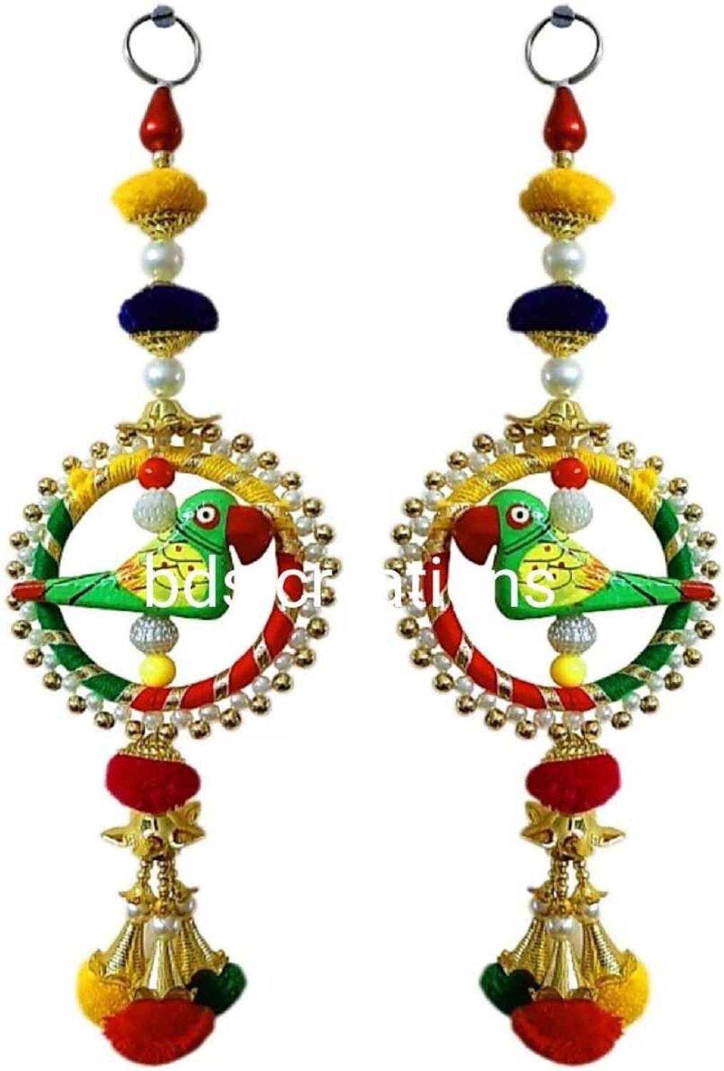 BDS CREATIONS Multicolor Decorative Parrot Hanging Showpiece for Door and Diwali Decoration Toran