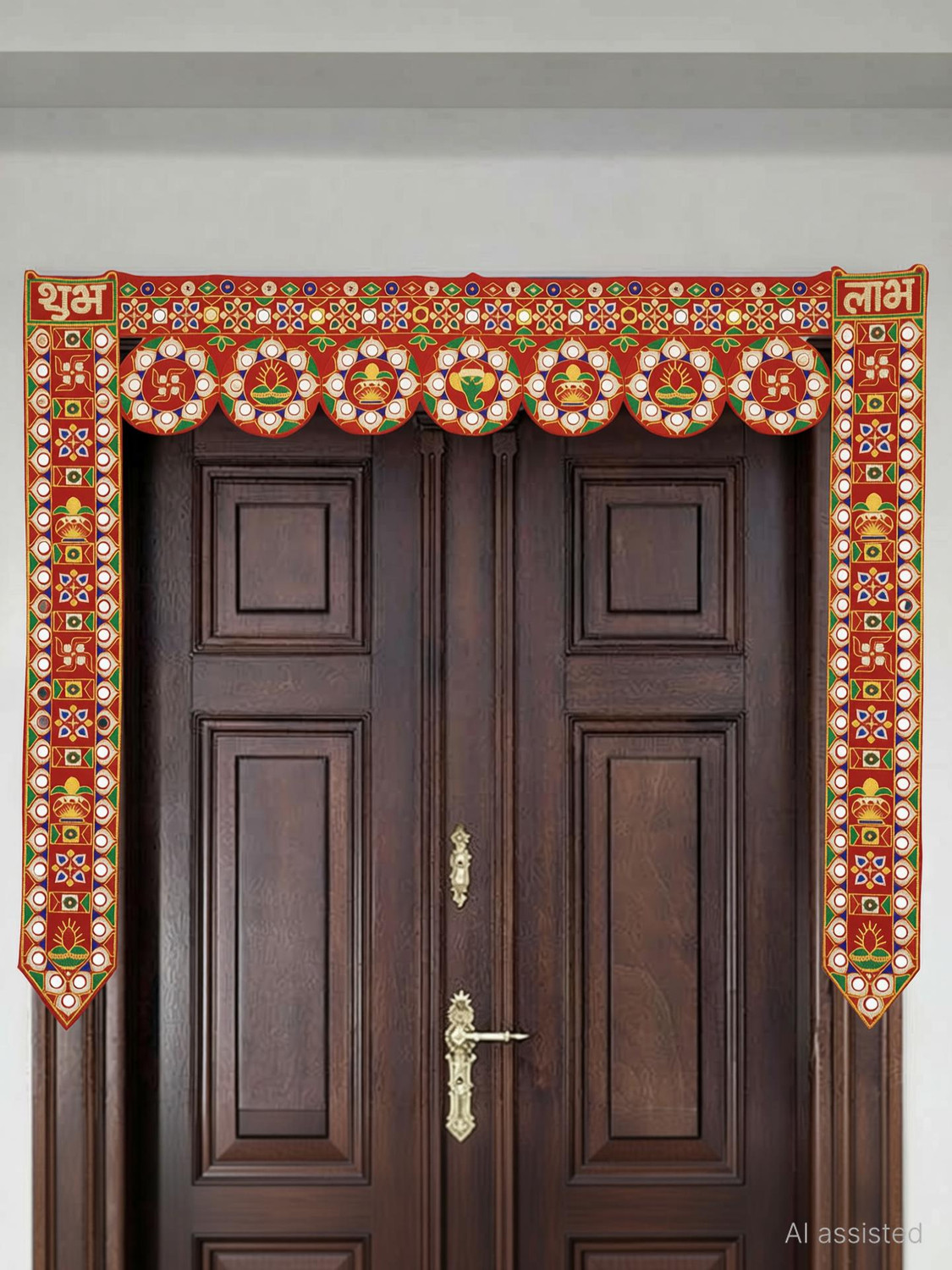 Image of KvaraKraft Shubh Labh Embroidered Door Bandarwal Set for home Decoration(Set of 3) Toran