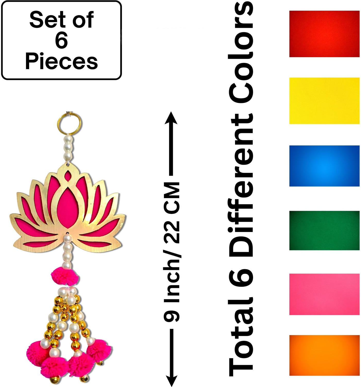 Image of Sazavat store Set of 6 Piece Multi Lotus Guchha Set for Backdrop and Decoration (9Inches) Toran