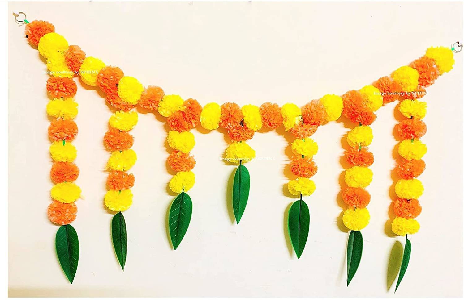 AARSHI CREATION Marigold and Mango Leaves Door toran ( Approx.100 x 50 cms) Toran