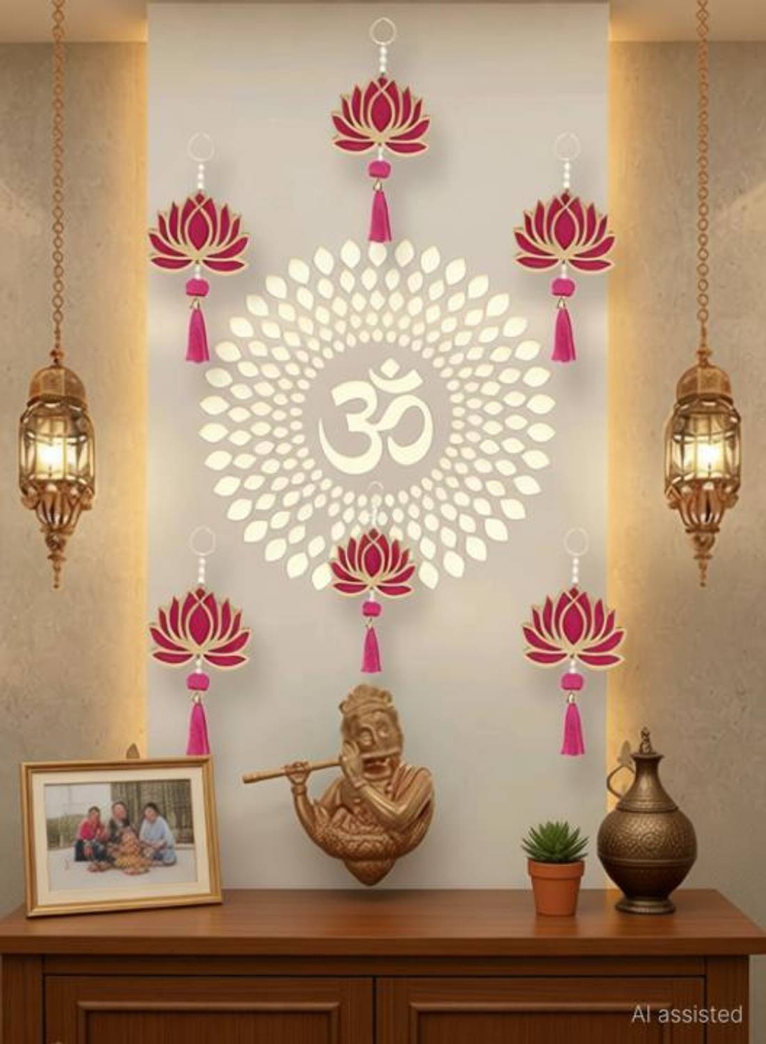 BDRMKH 6 Pcs Beautiful Lotus Hanging for Mandir Decoration Toran