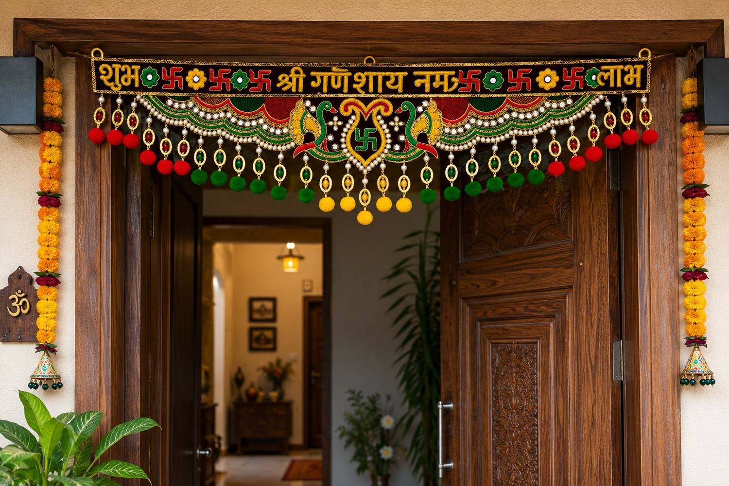 Vedant Treditional Shubh Labh Ganesh Peacock Door Toran Hanging Toran (Main door spl Toran