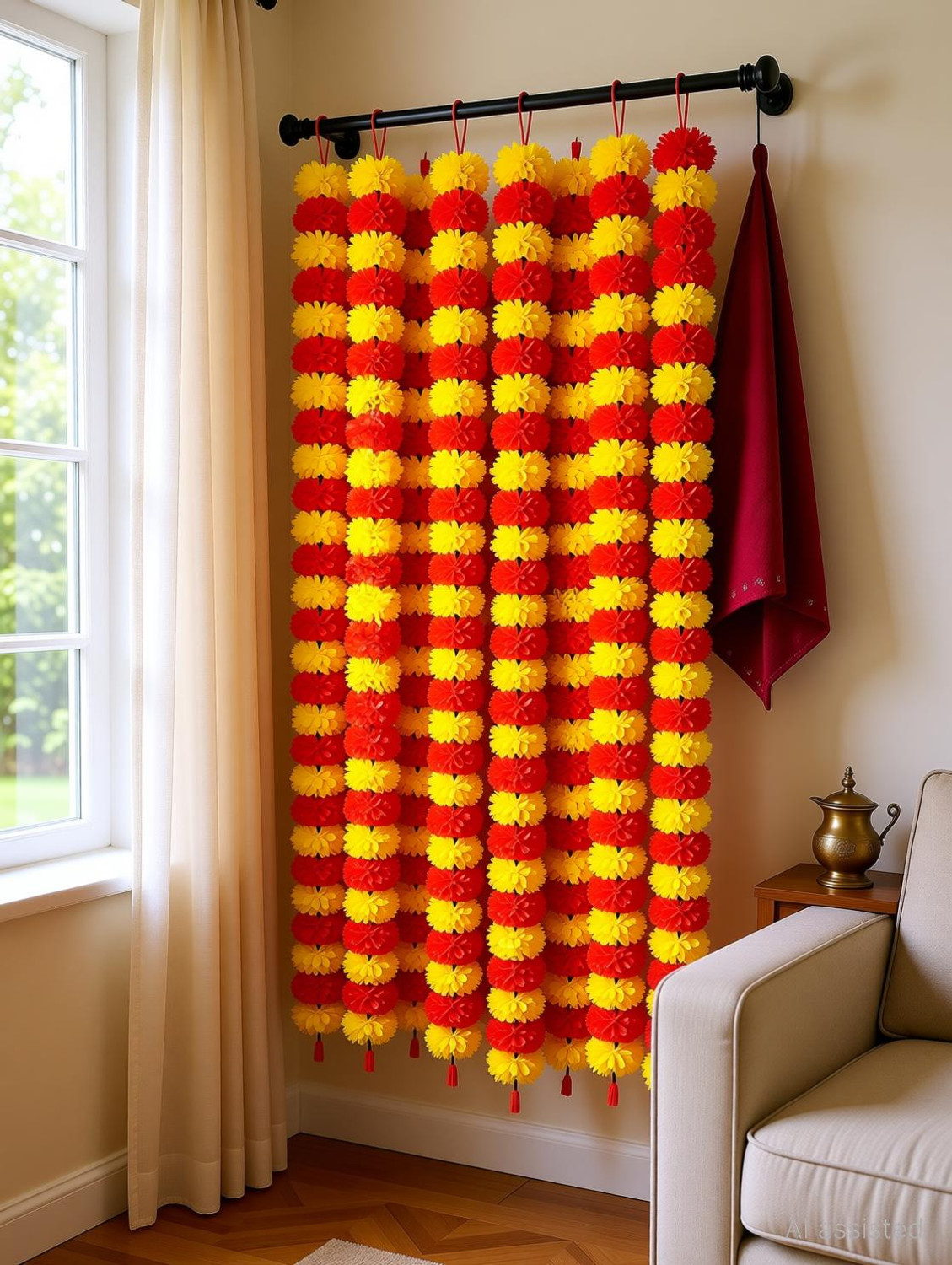 Image of MILEN Artificial Marigold Garlands Door Toran For Decoration - Pack of 5 Toran (plastic, Straight Mala)