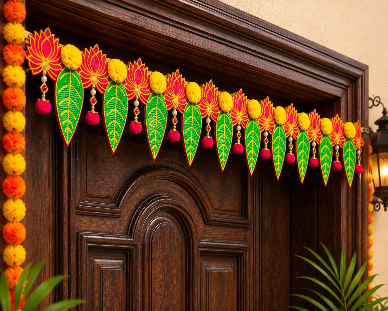 AGENZIA EXIM Traditional Lotus and Marigold flower home Decoration Toran. Pack of 1. Toran